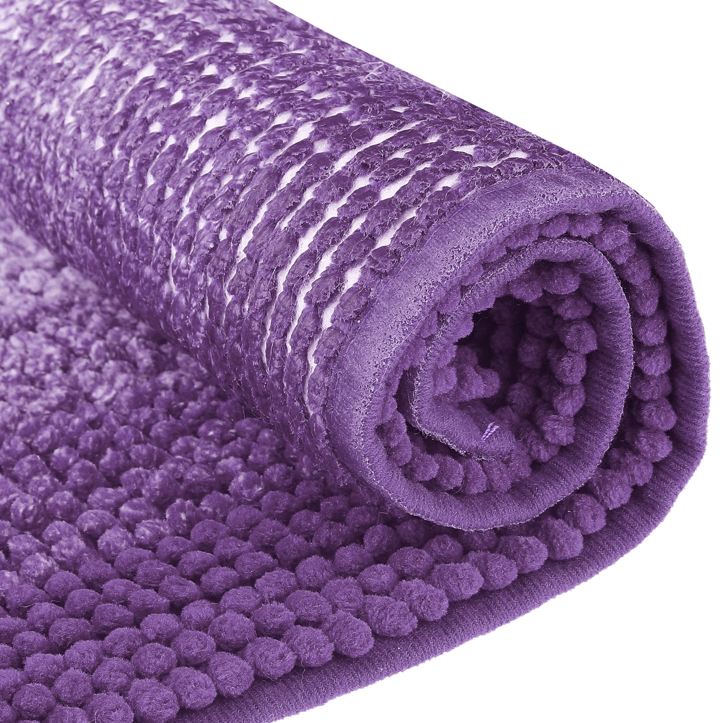 Contrasting Color Striped Bathroom Rugs, Non-Slip Plush Shaggy Bath Mats