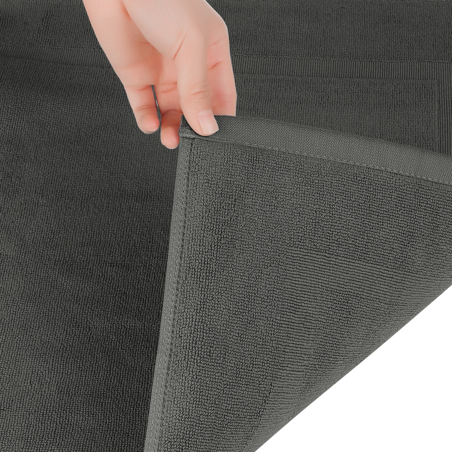 Towel Cotton Banded Bath Mat, Reversible Step Out Soft Plush Absorbent Bath Mats