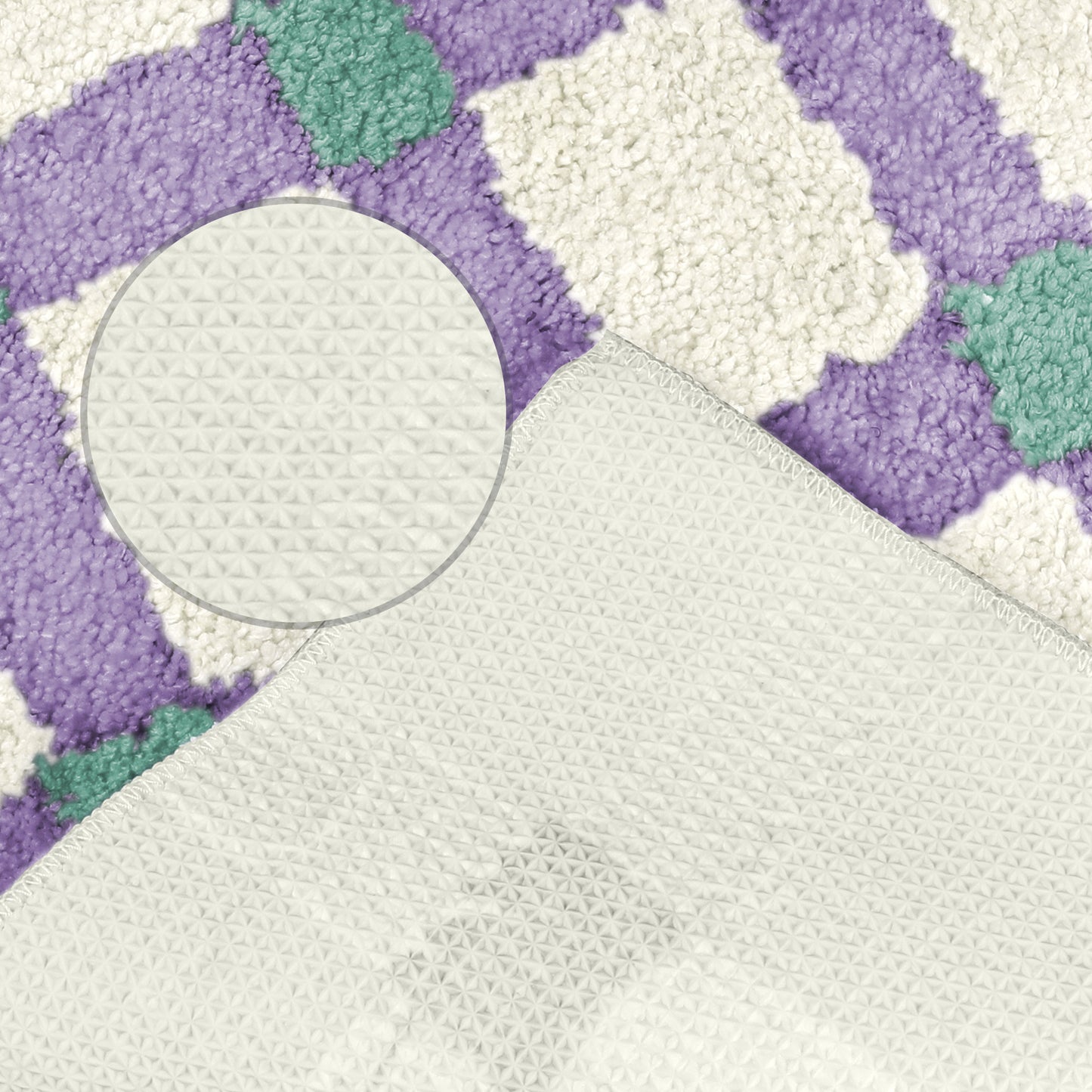 Checkered Non Slip Bath Mats, Soft Fluffy Absorbent Bathroom Rugs for Shower