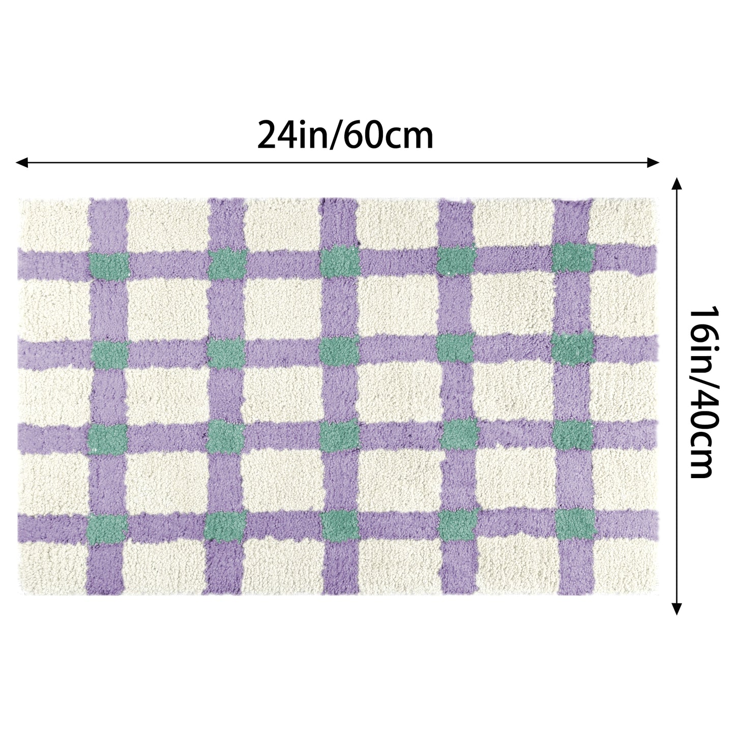 Checkered Non Slip Bath Mats, Soft Fluffy Absorbent Bathroom Rugs for Shower
