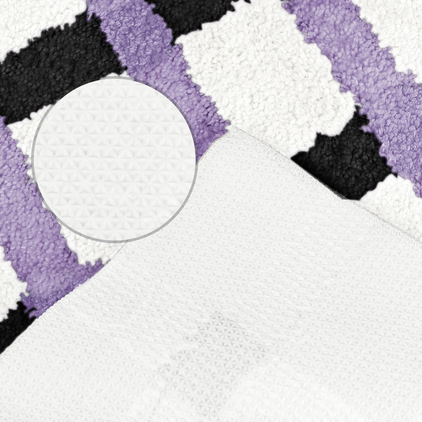 Checkered Non Slip Bath Mats, Soft Fluffy Absorbent Bathroom Rugs for Shower