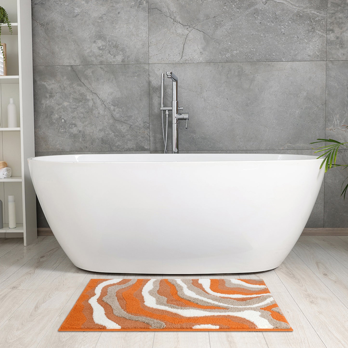 Abstract Bathroom Rug, Soft Non-Slip Thickening, Water Absorption Art Style Quick Dry Bath Mats