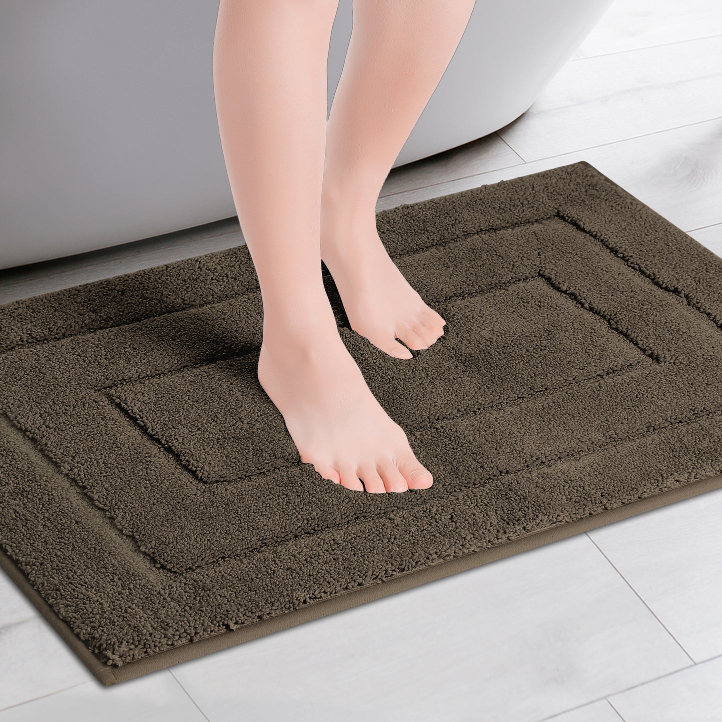 Geometry Bath Mats, Extra Soft Absorbent, Non-Slip Comfortable Solid Color Bath Mats