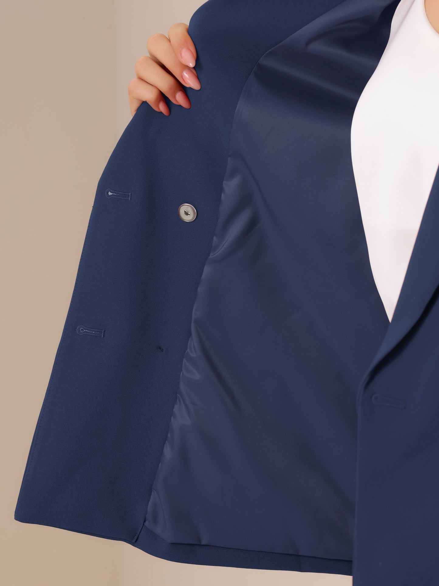 Traje de trabajo formal de dos piezas para mujer, conjunto de blazer y pantalón cruzado.