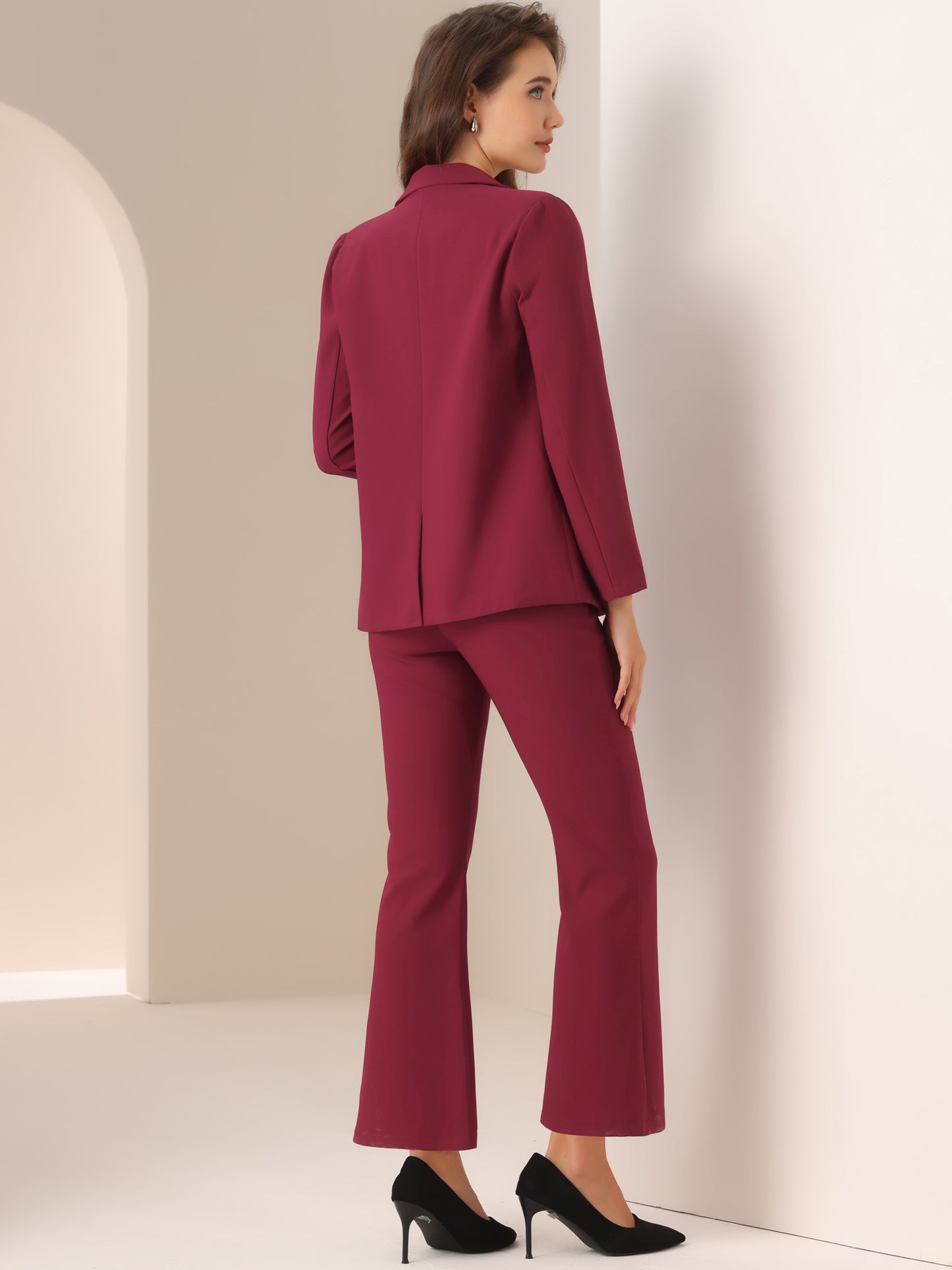 Women's 2 Piece Work Suit Business Formal Double-Breasted Blazer and Pants Set