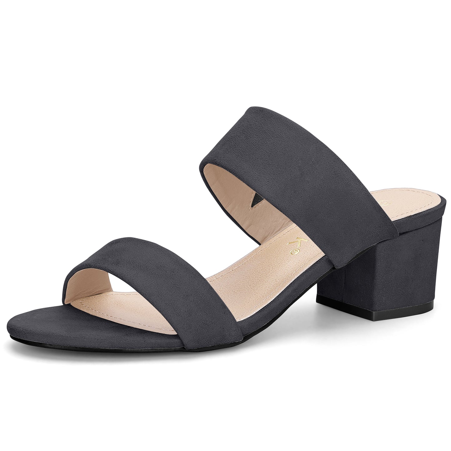 Women's Block Heel Dual Straps Slides Sandals