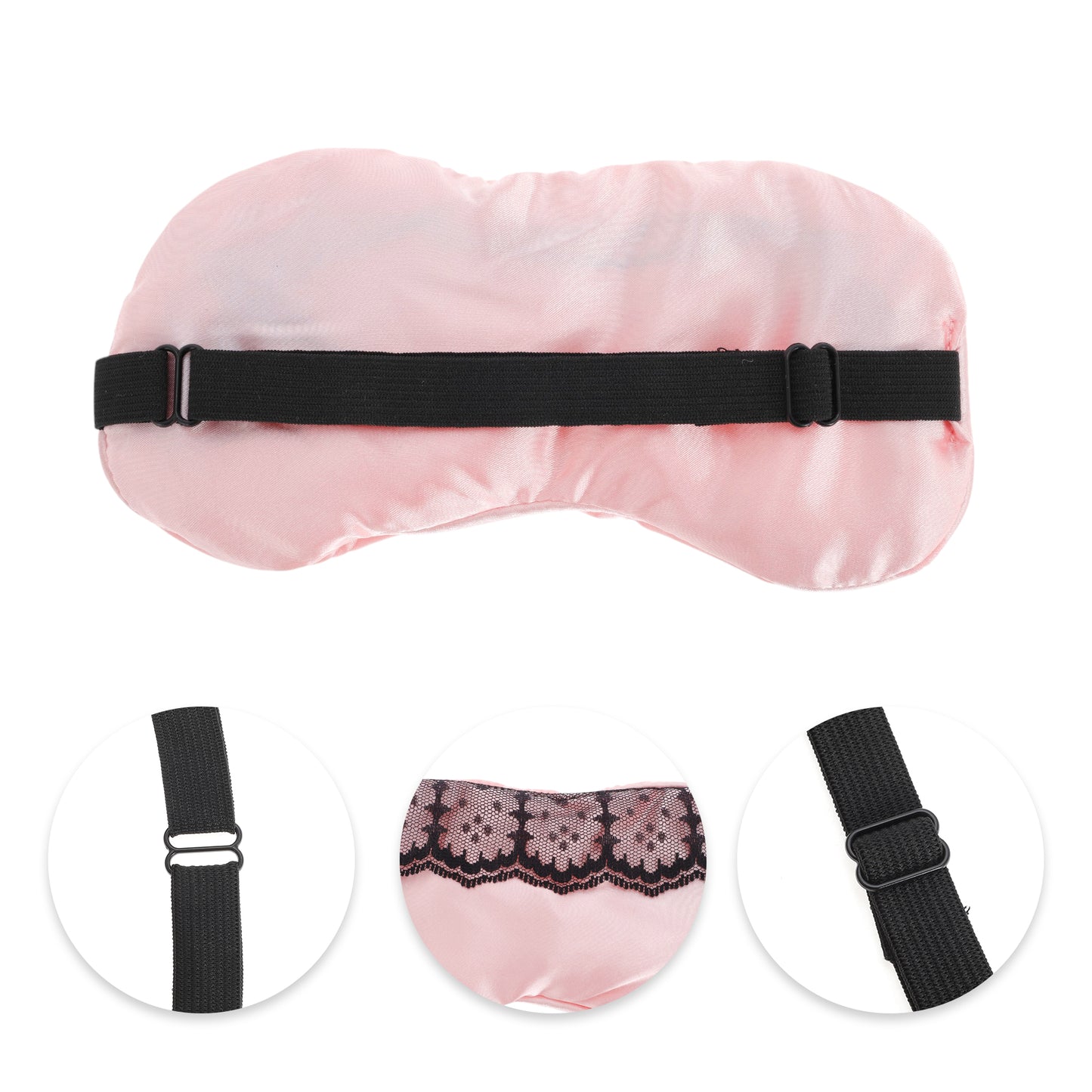 Portable Contrast Lace Eye Mask for Travel for Rest Pink