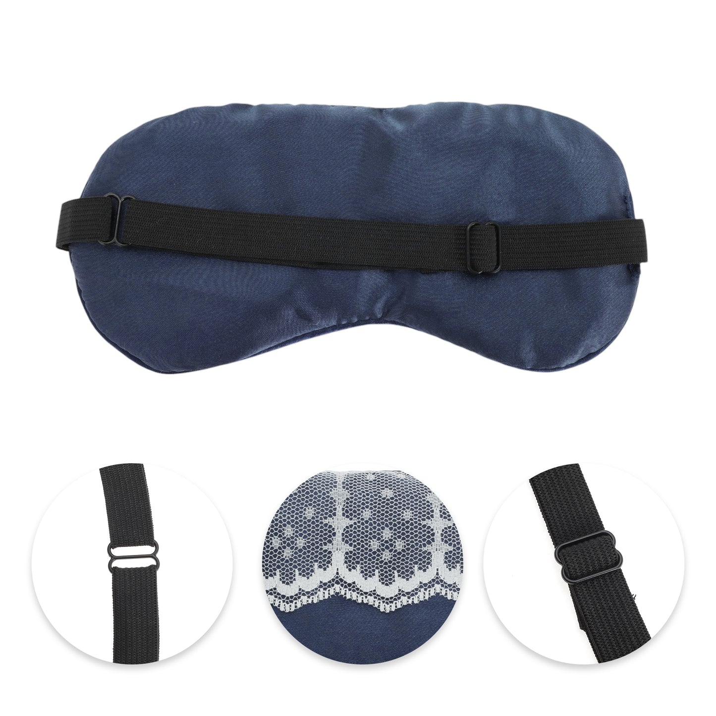 Portable Contrast Lace Eye Mask for Travel for Rest Navy Blue