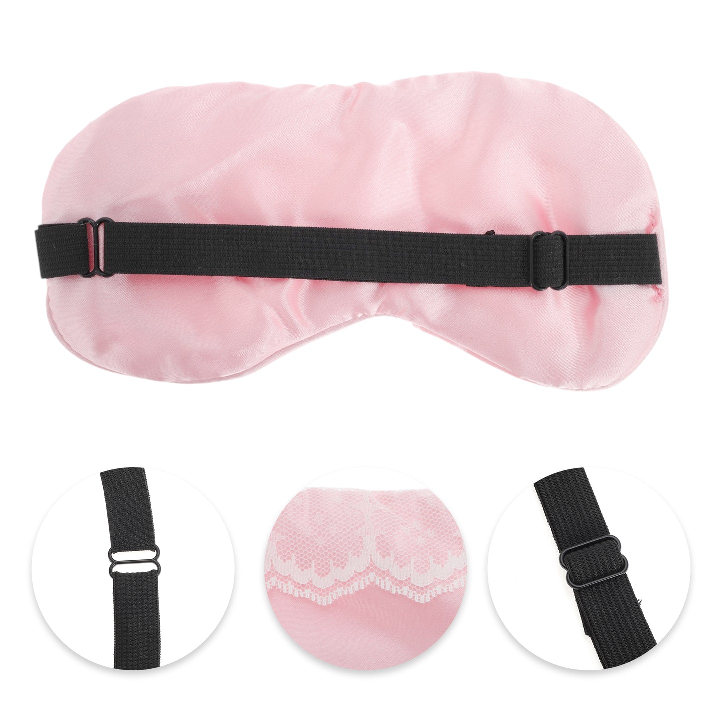 Portable Contrast Lace Eye Mask for Travel for Rest Pink