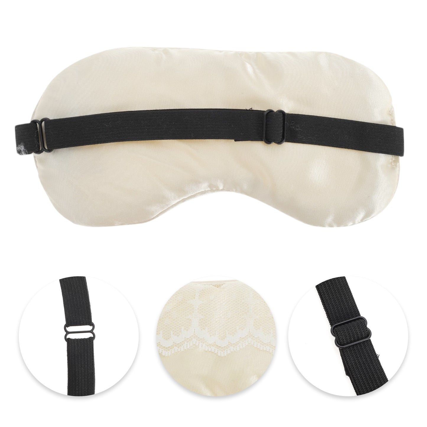 Portable Contrast Lace Eye Mask for Travel for Rest Champagne