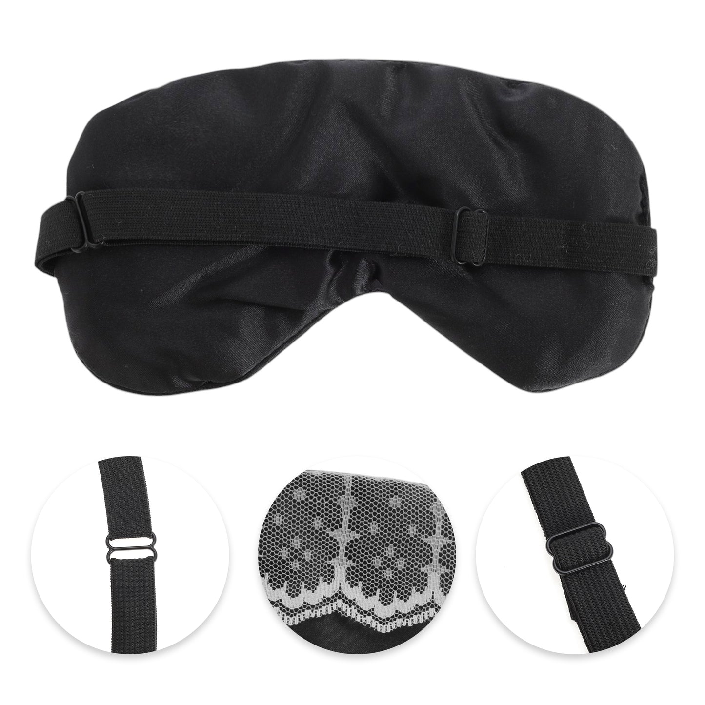 Portable Contrast Lace Eye Mask for Travel for Rest Black