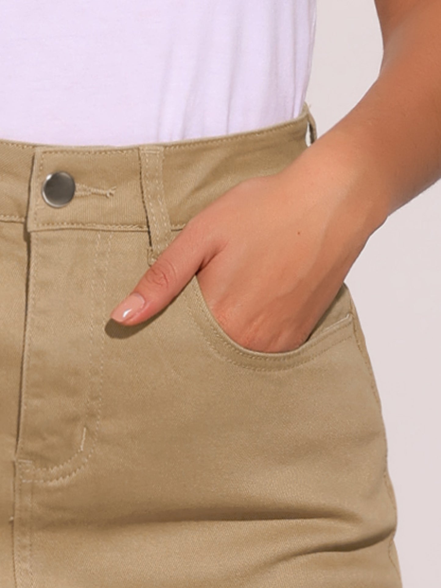 Women's Casual Denim Skirt High Waist Split Back Pockets Midi Jean Skirt