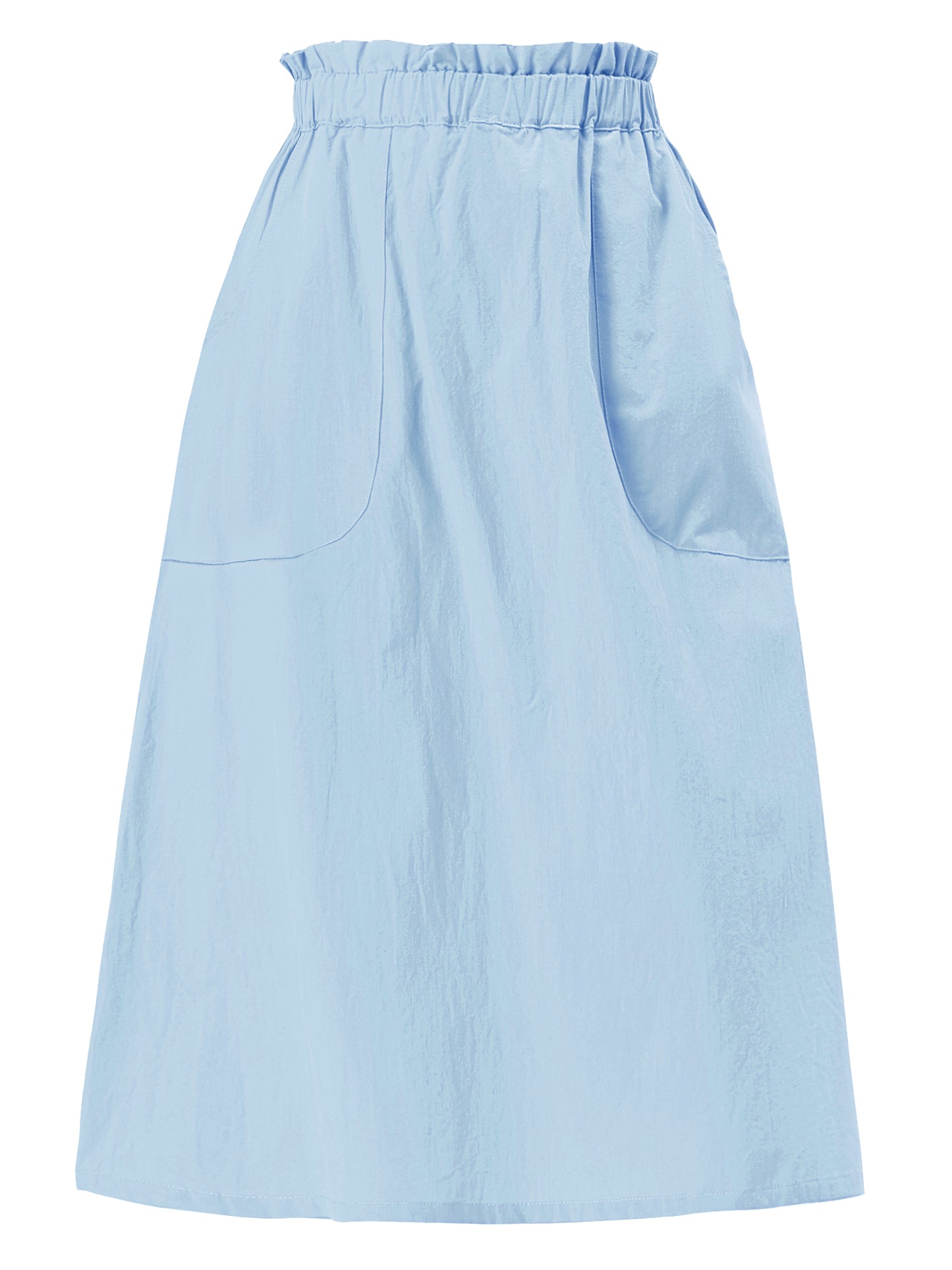 Women's Casual Cotton Skirt Elastic Waist Scrub Peasant A-Line Midi Skirts with Pockets