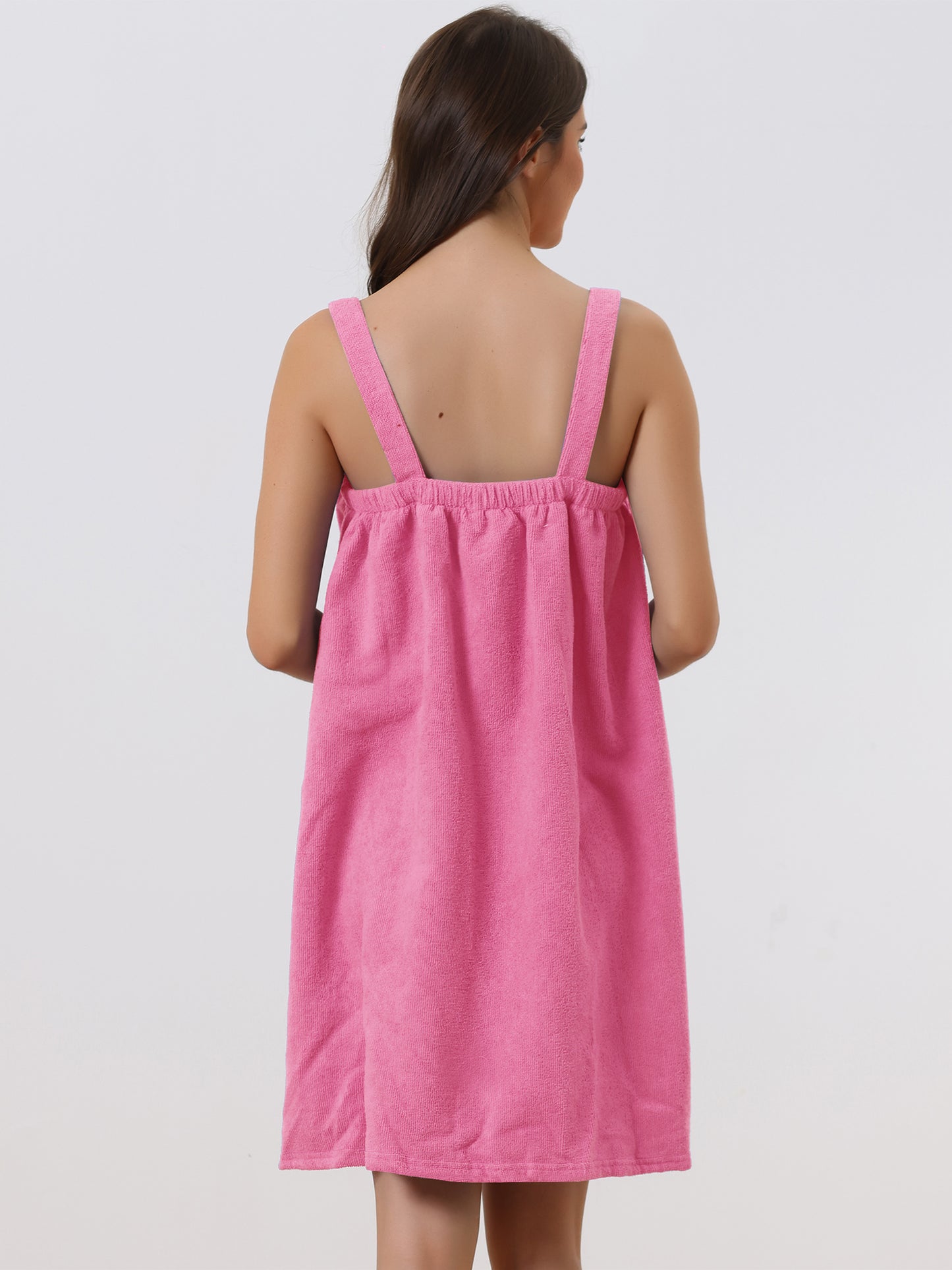 Women's Towel Dress Terry Wrap Bathrobe Spa Towelling Robe with Strap for Gym Shower Bath