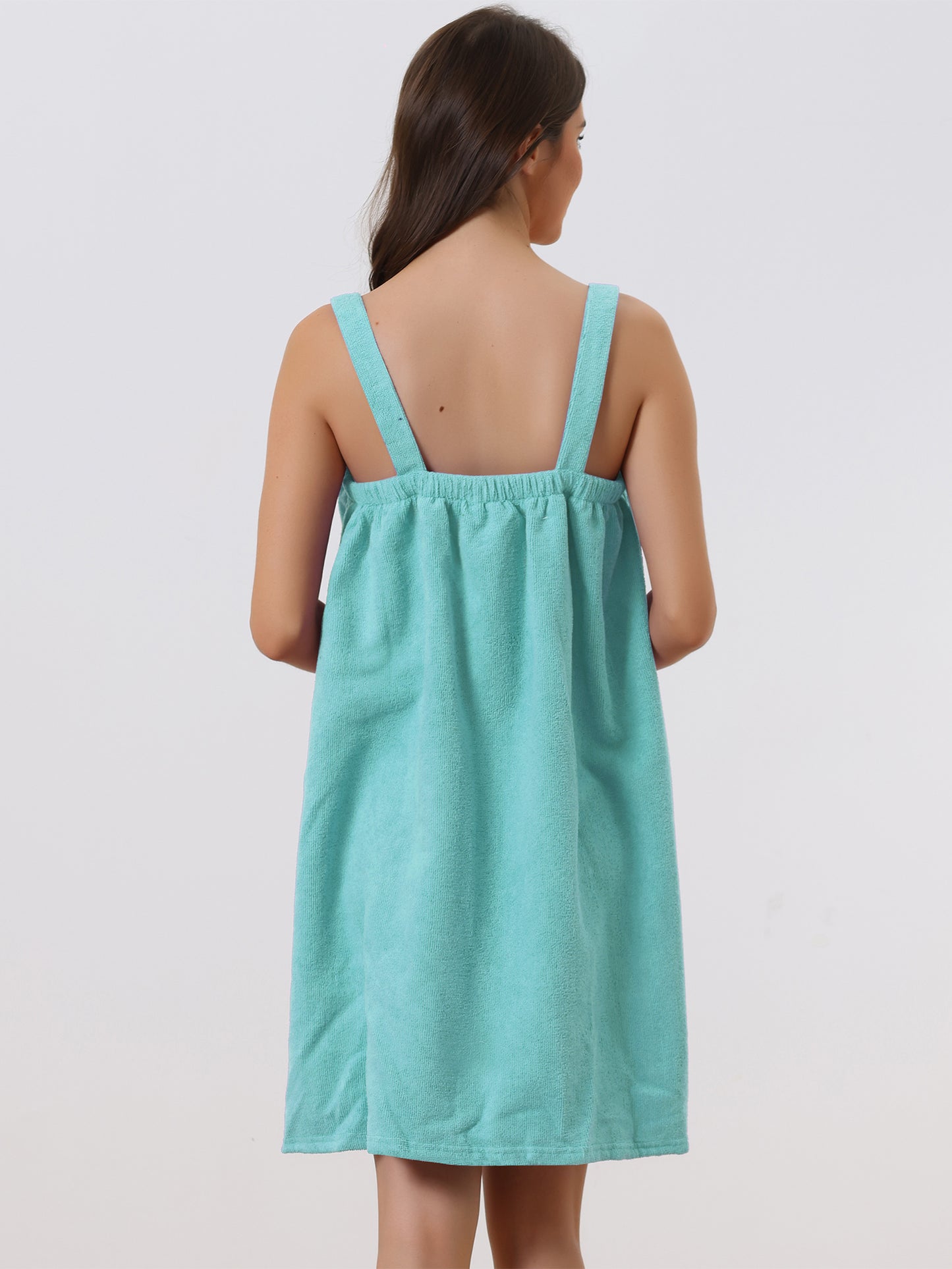Women's Towel Dress Terry Wrap Bathrobe Spa Towelling Robe with Strap for Gym Shower Bath
