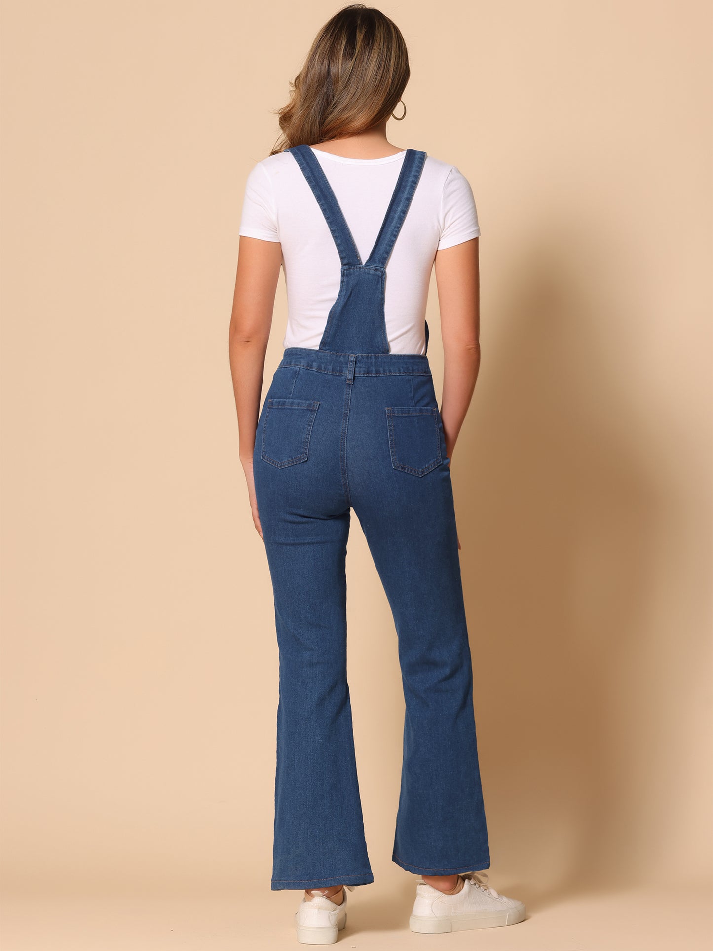 Women's Overalls Jeans Casual Adjustable Bib Bell Bottom Denim Pants Jumpsuits