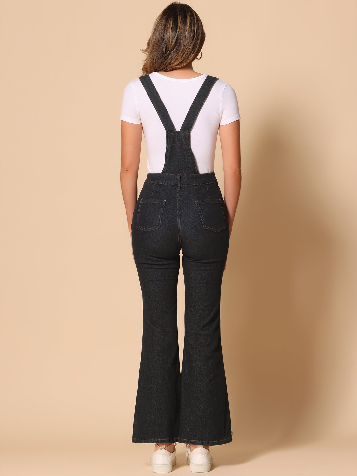 Women's Overalls Jeans Casual Adjustable Bib Bell Bottom Denim Pants Jumpsuits