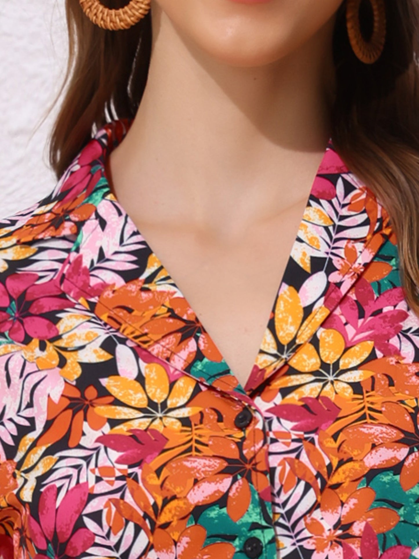 Conjunto hawaiano de 2 piezas para mujer, camisa floral con botones y pantalones cortos, estilo tropical, para vacaciones en la playa, informal.