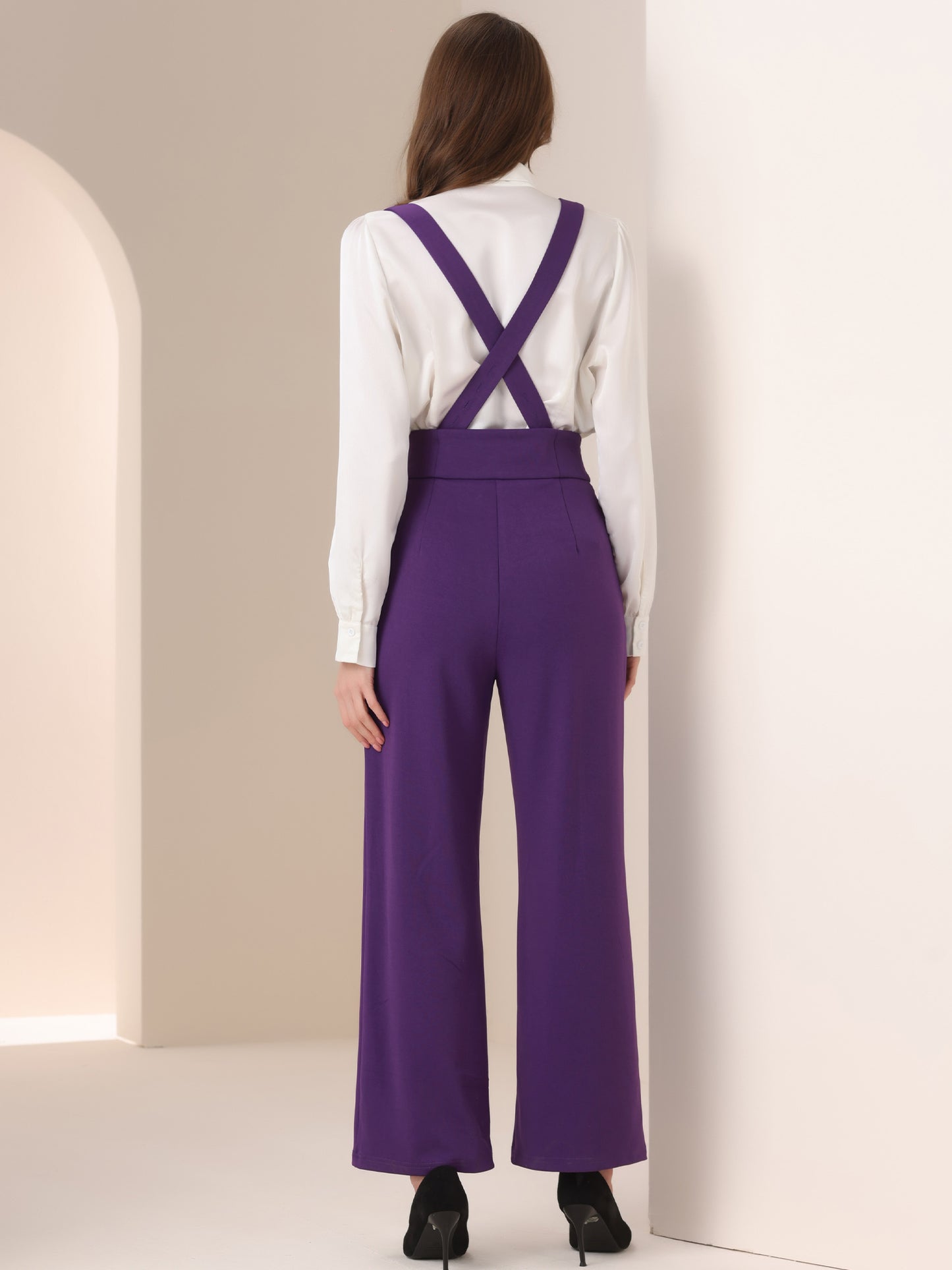 Women's Casual Office Overall Adjustable Straps Wide Leg Suspenders Jumpsuits
