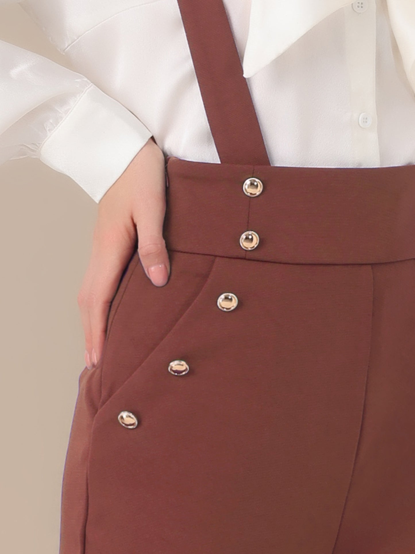 Women's Casual Office Overall Adjustable Straps Wide Leg Suspenders Jumpsuits