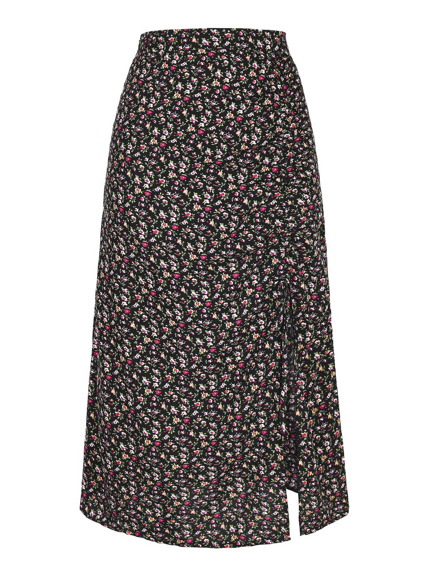 Women's Summer Beach Ruched Split Thigh Tropical Skirt