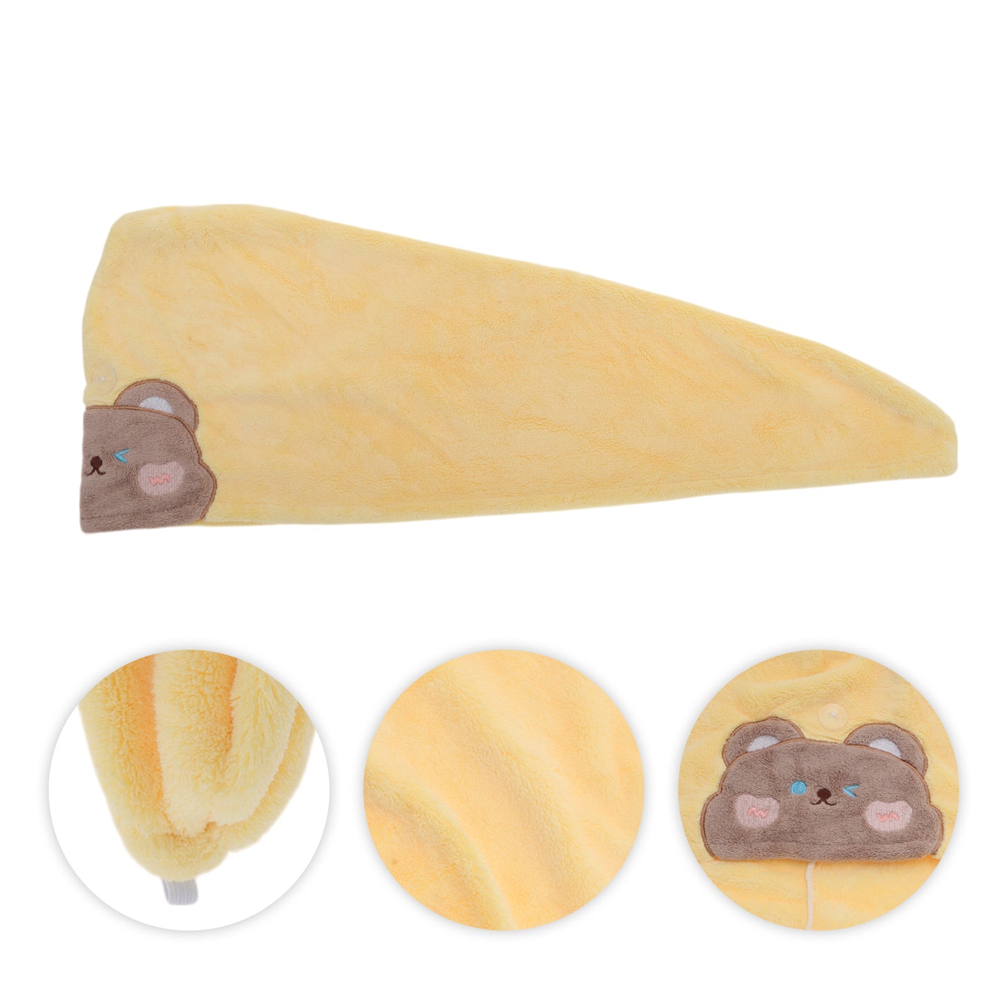 Cute Water-absorbent Bears Pattern Hair Towel Yellow