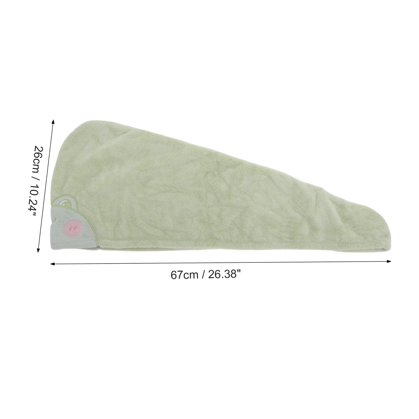 Cute Water-absorbent Frogs Pattern Hair Towel Green