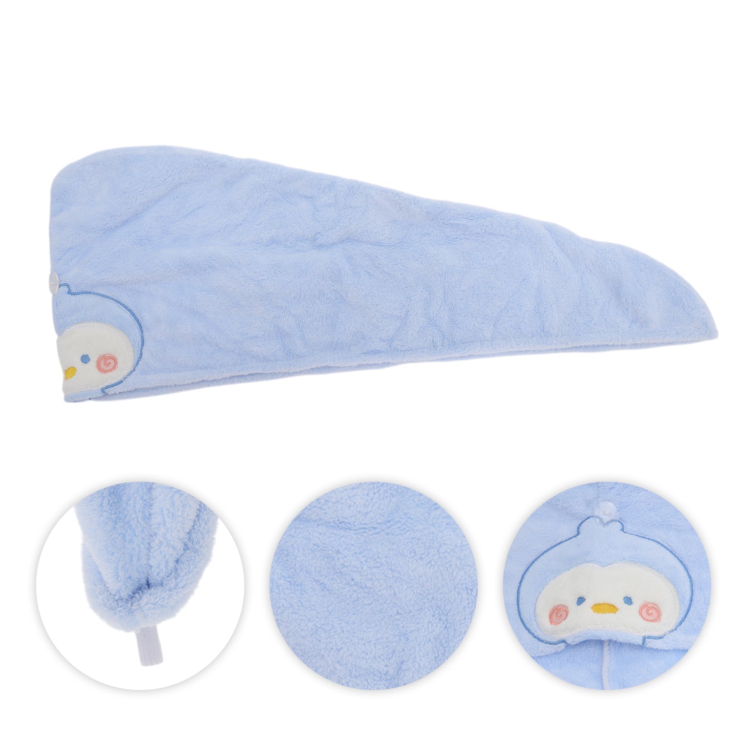 Cute Water-absorbent Birds Pattern Hair Towel Blue