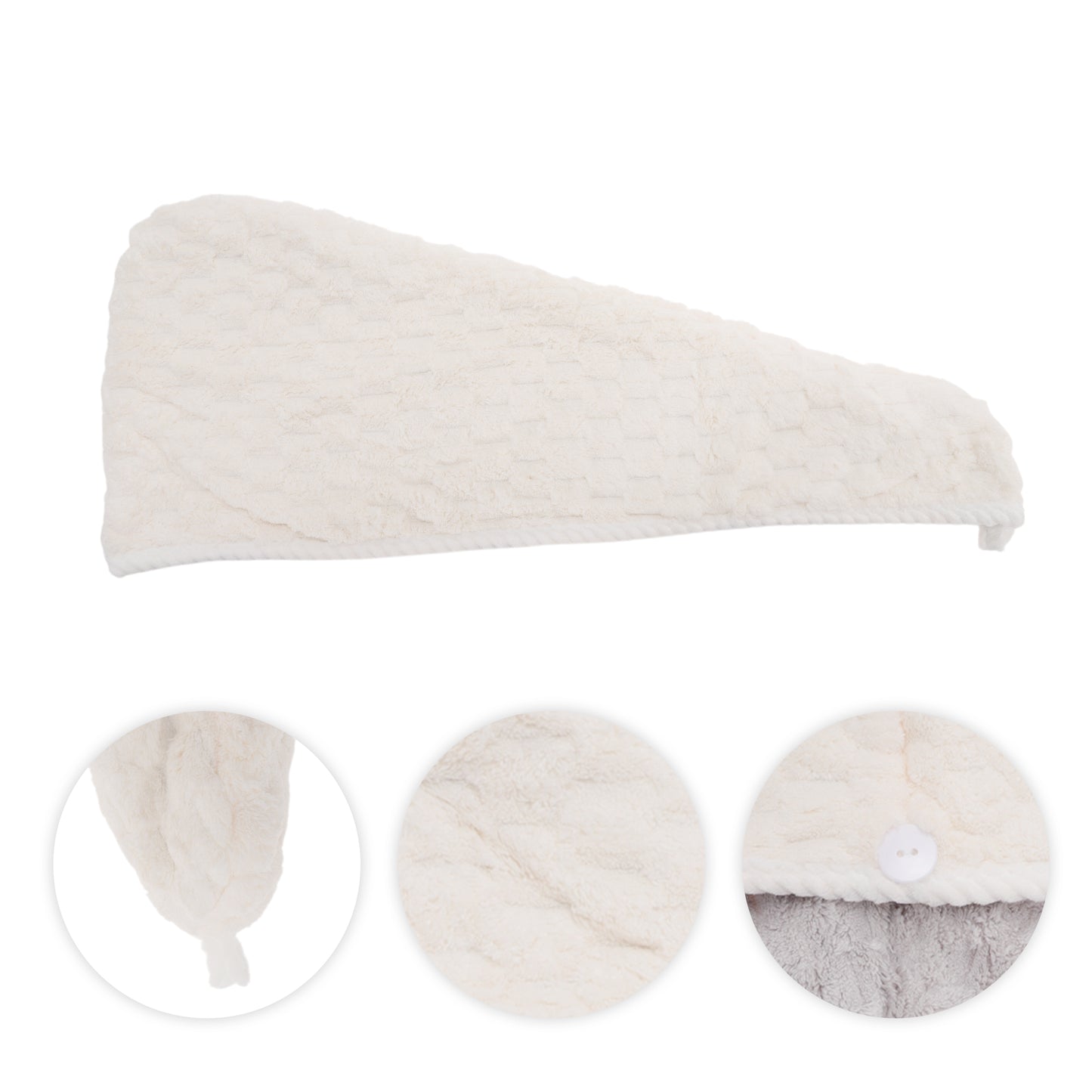 1 Pc Water-absorbent Double Layer Hair Drying Towel for Bathroom Beige, Gray