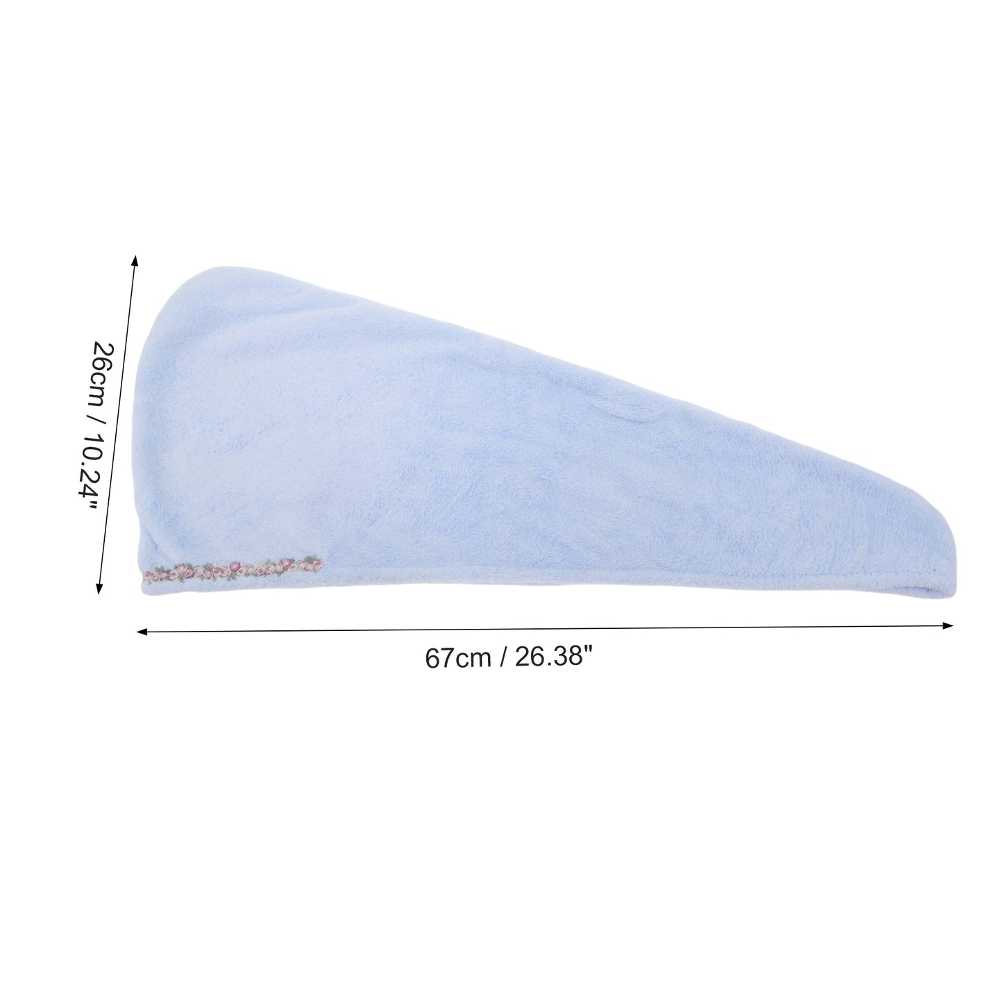 1 Pc Water-absorbent Flower Pattern Hair Drying Towel for Bathroom Light Blue