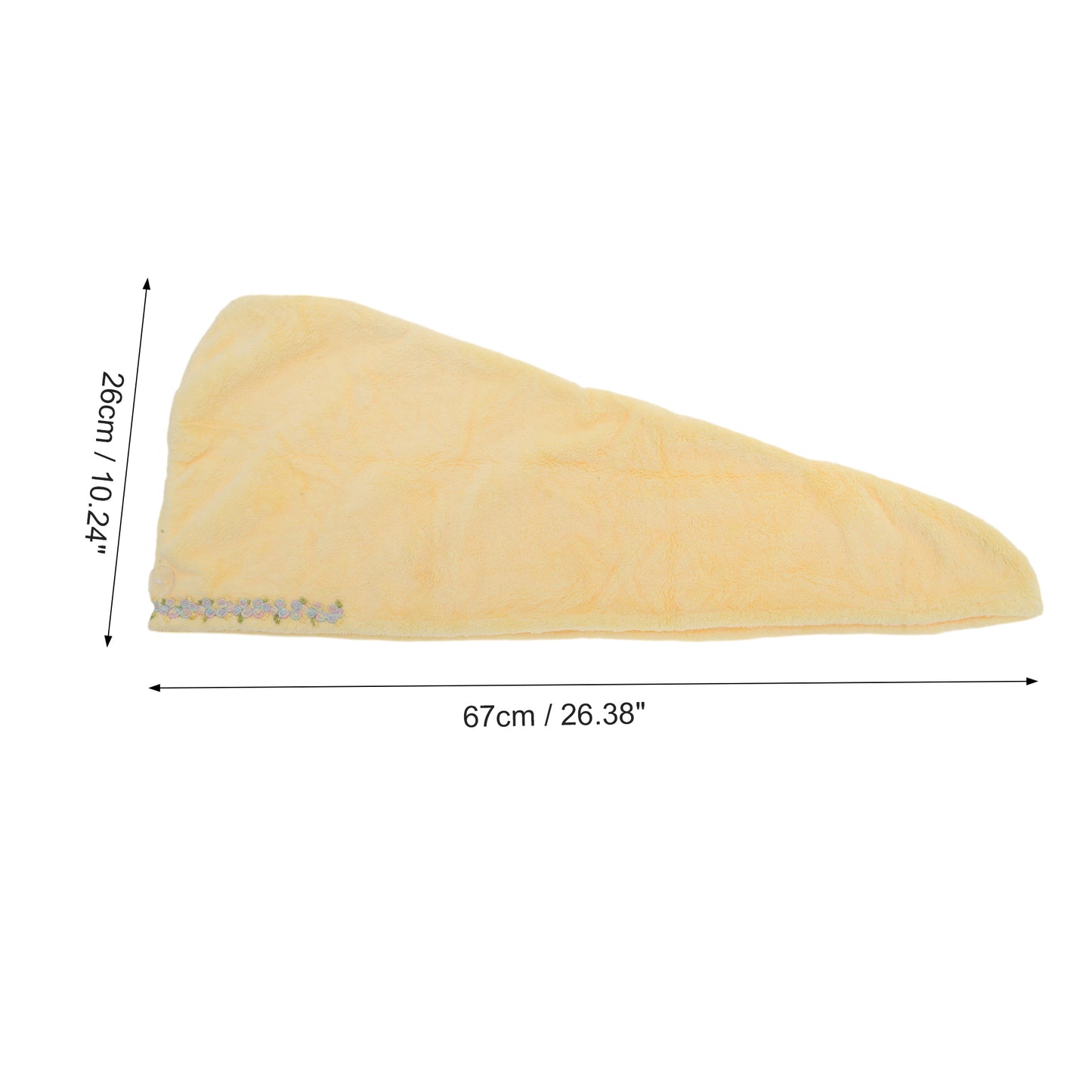 1 Pc Water-absorbent Flower Pattern Hair Drying Towel for Bathroom Light Yellow
