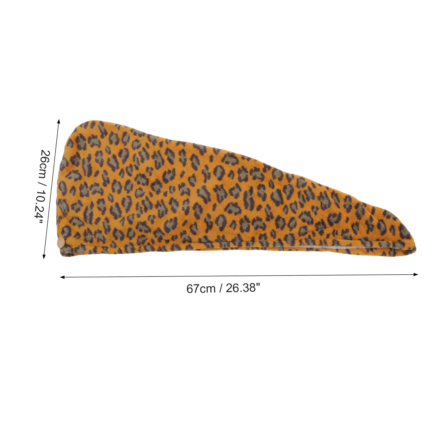 1 Pc Water-absorbent Leopard Print Hair Towel for Bathroom Yellow