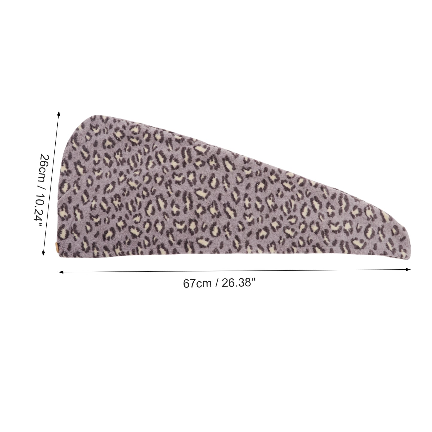 1 Pc Water-absorbent Leopard Print Hair Towel for Bathroom Light Purple