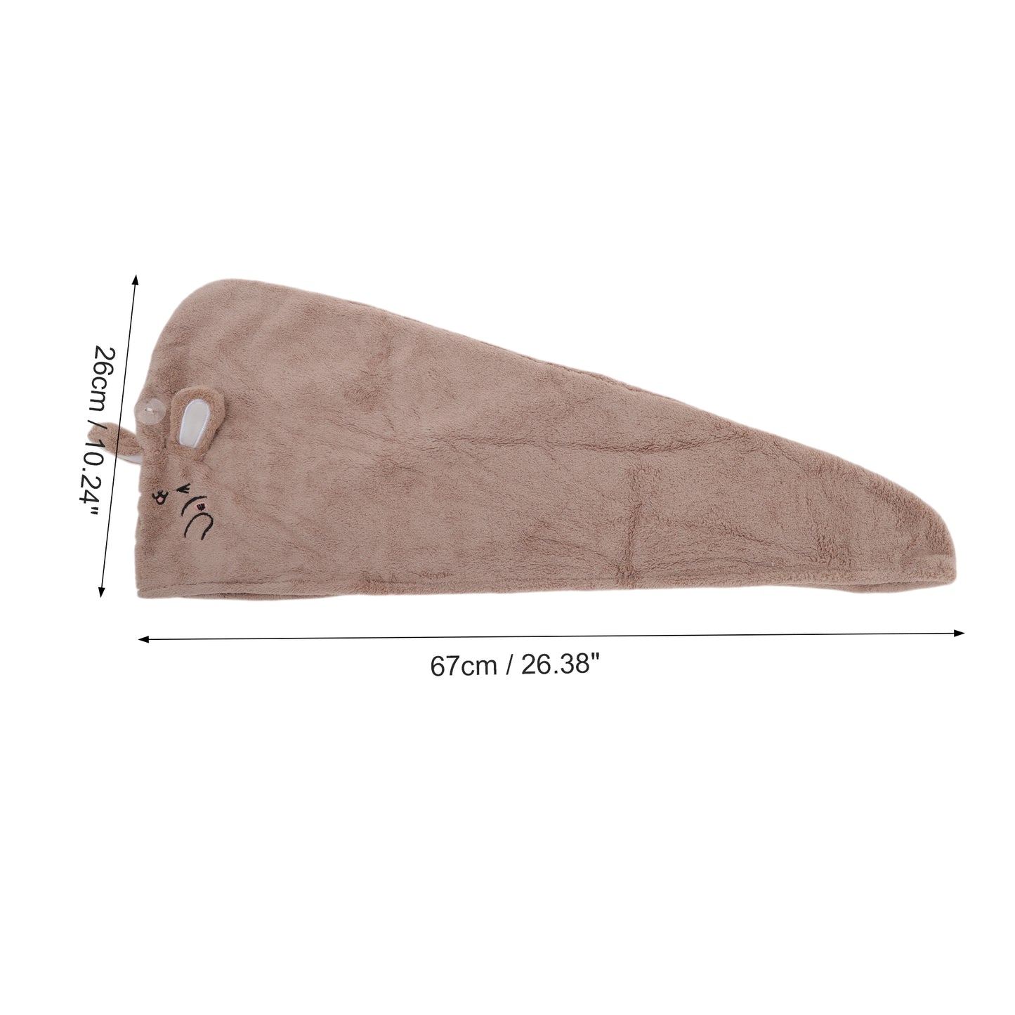 1 Pc Water-absorbent Rabbit Ears Hair Drying Towel for Bathroom Light Brown