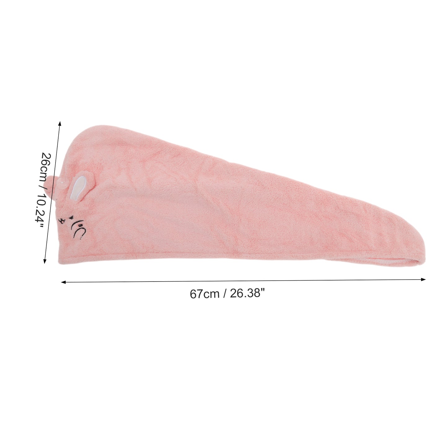 1 Pc Water-absorbent Rabbit Ears Hair Drying Towel for Bathroom Light Pink