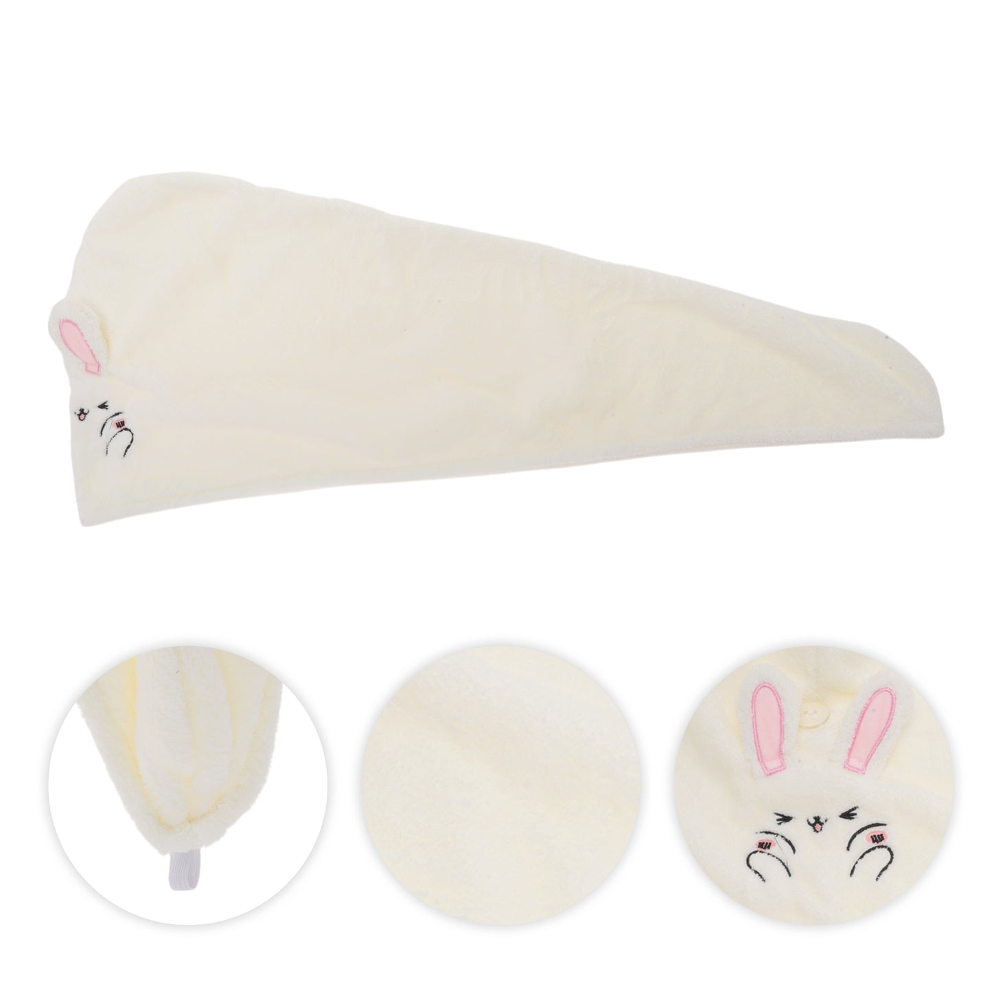 1 Pc Water-absorbent Rabbit Ears Hair Drying Towel for Bathroom Beige