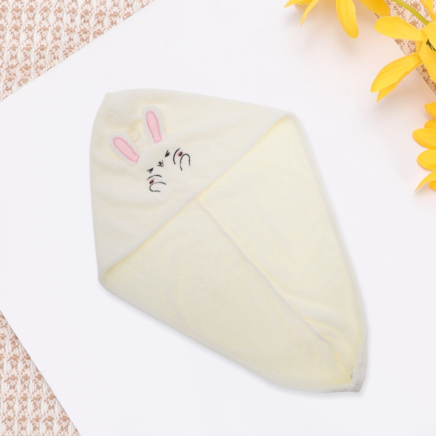 1 Pc Water-absorbent Rabbit Ears Hair Drying Towel for Bathroom Beige