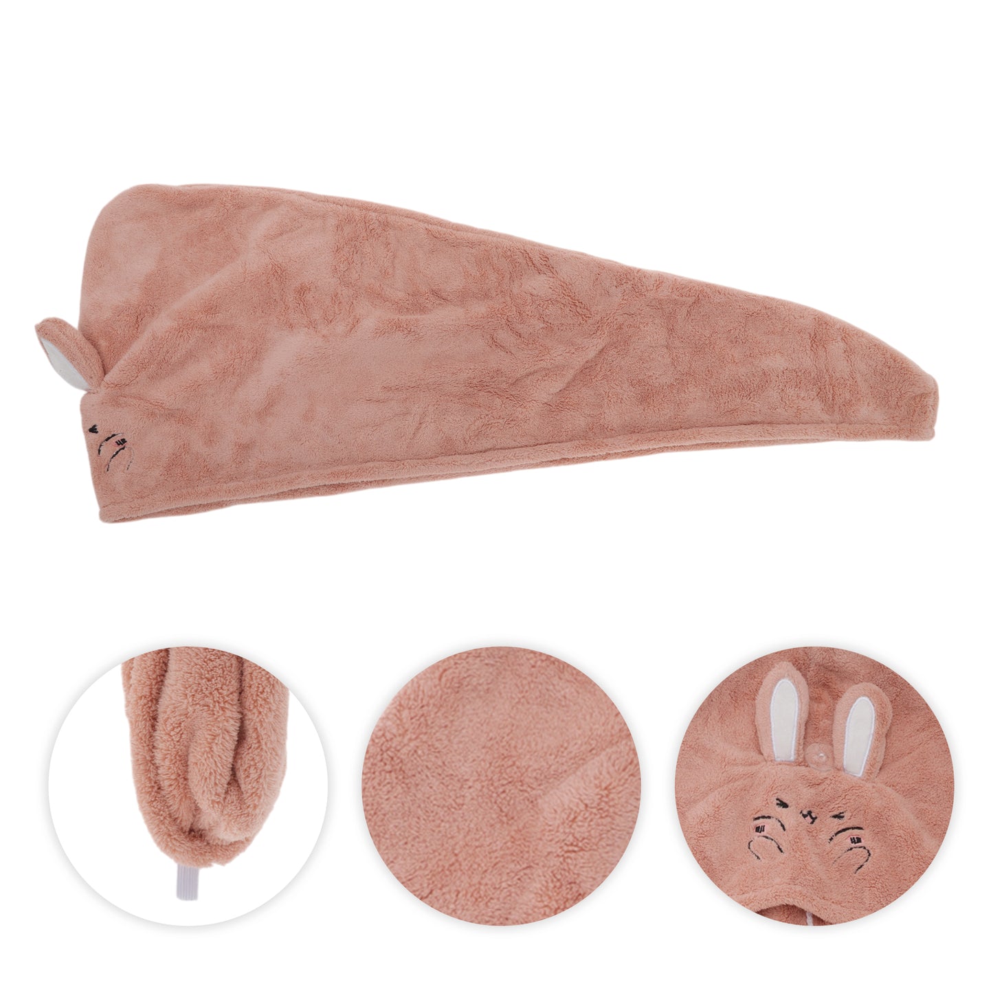 1 Pc Water-absorbent Rabbit Ears Hair Drying Towel for Bathroom Pink