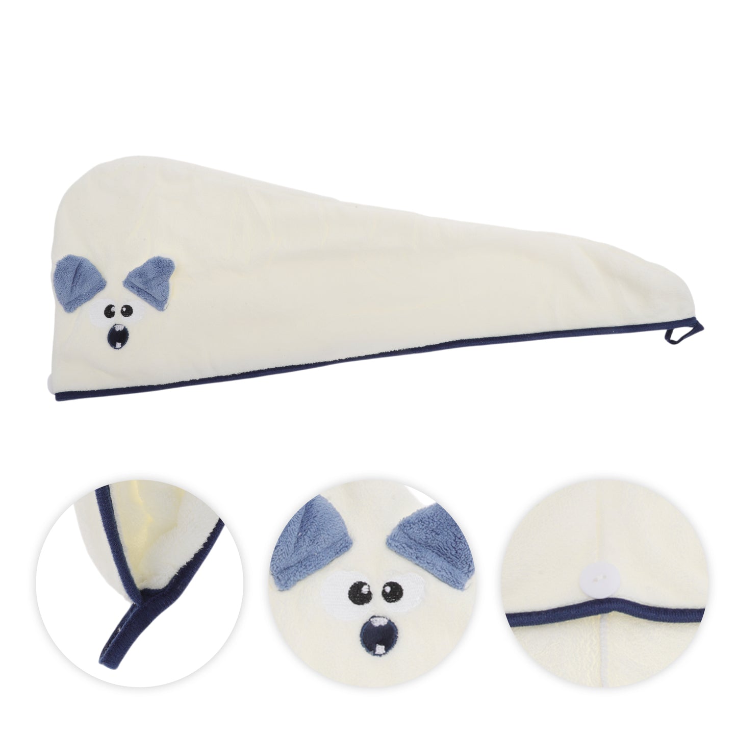 1 Pc Soft Cute Cartoon Pattern Hair Drying Towel for Bathroom Beige