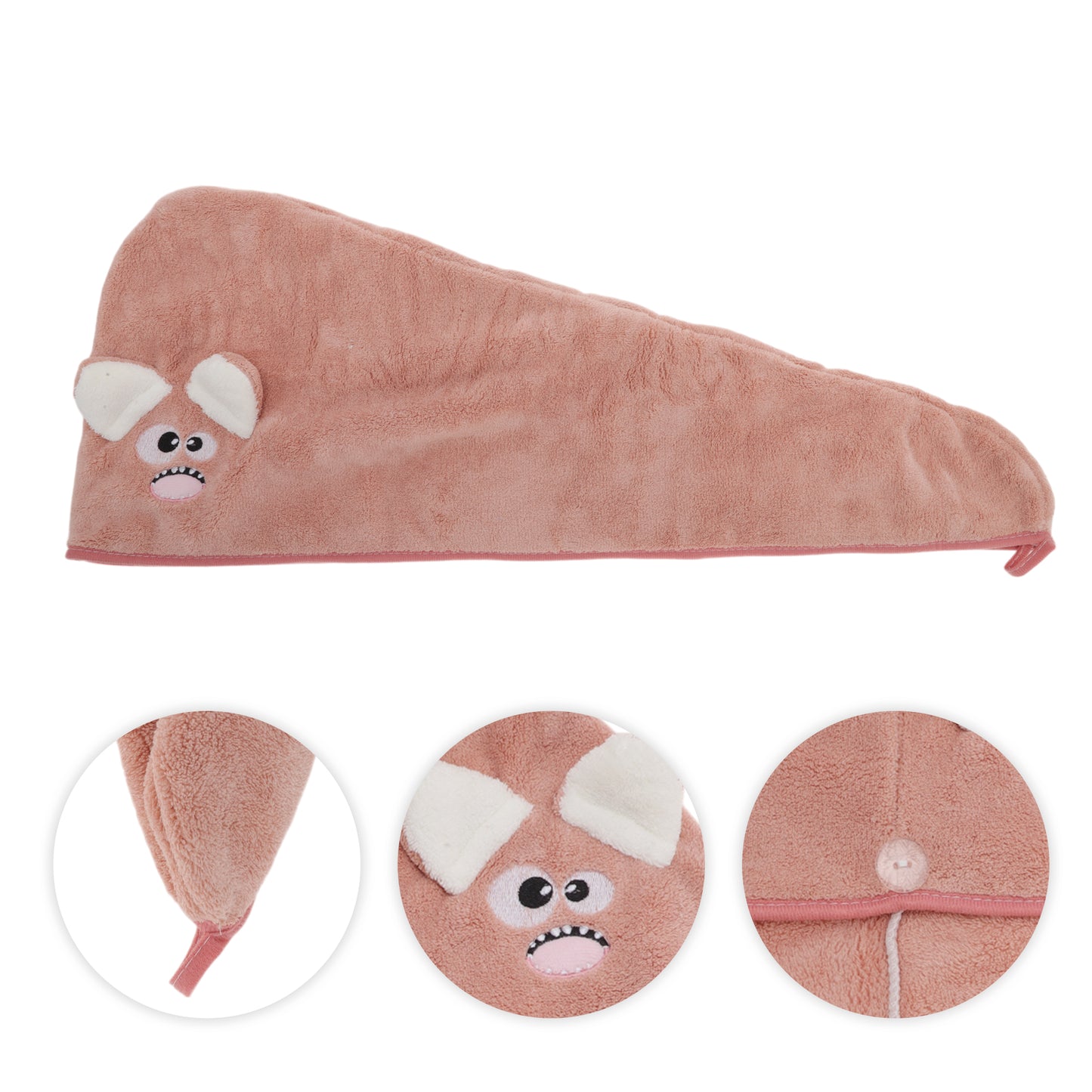 1 Pc Soft Cute Cartoon Pattern Hair Drying Towel for Bathroom Pink