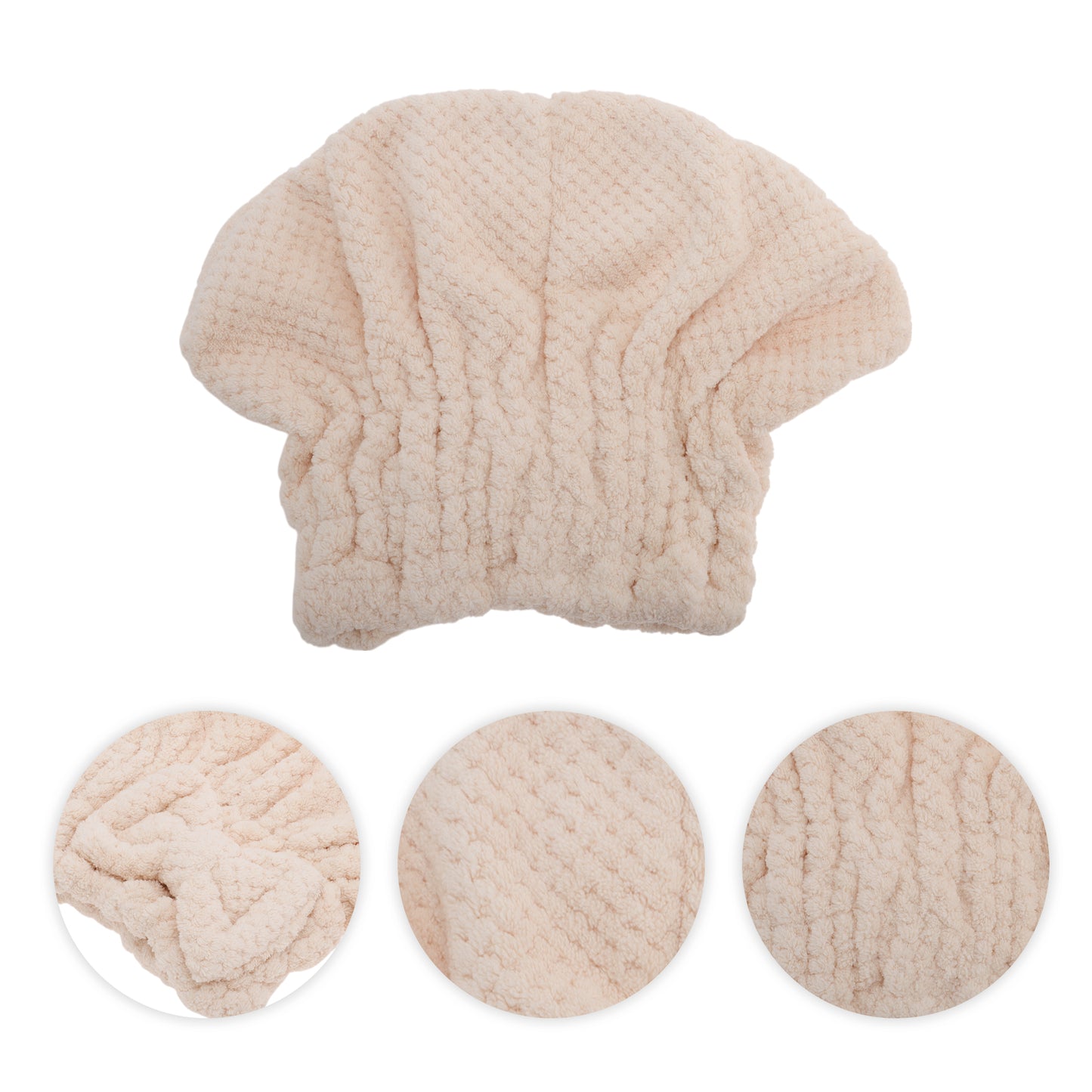 1 Pc Water-absorbent Bow Hair Towel Drying Cap for Bathroom Beige