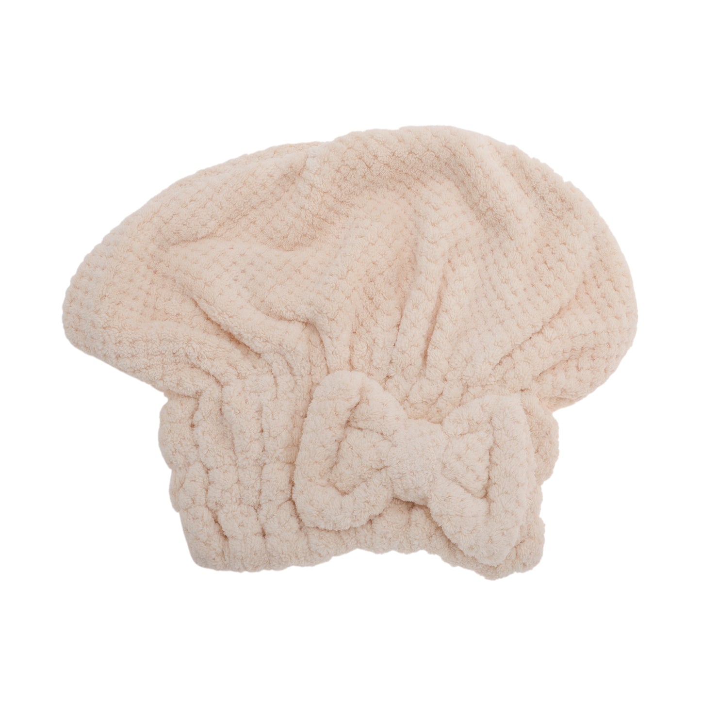 1 Pc Water-absorbent Bow Hair Towel Drying Cap for Bathroom Beige