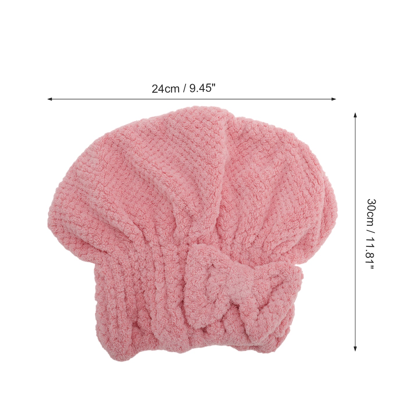 1 Pc Water-absorbent Bow Hair Towel Drying Cap for Bathroom Pink