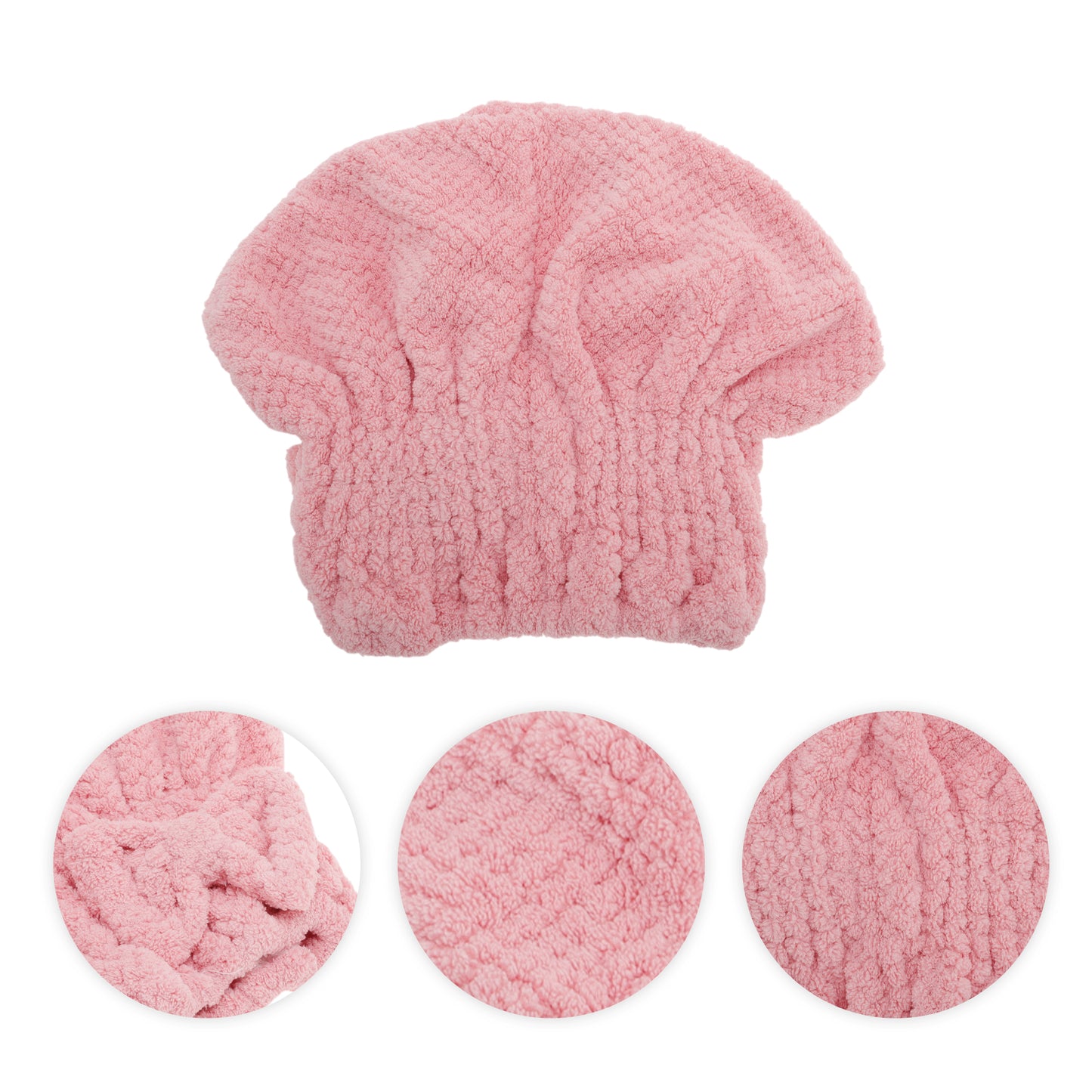 1 Pc Water-absorbent Bow Hair Towel Drying Cap for Bathroom Pink