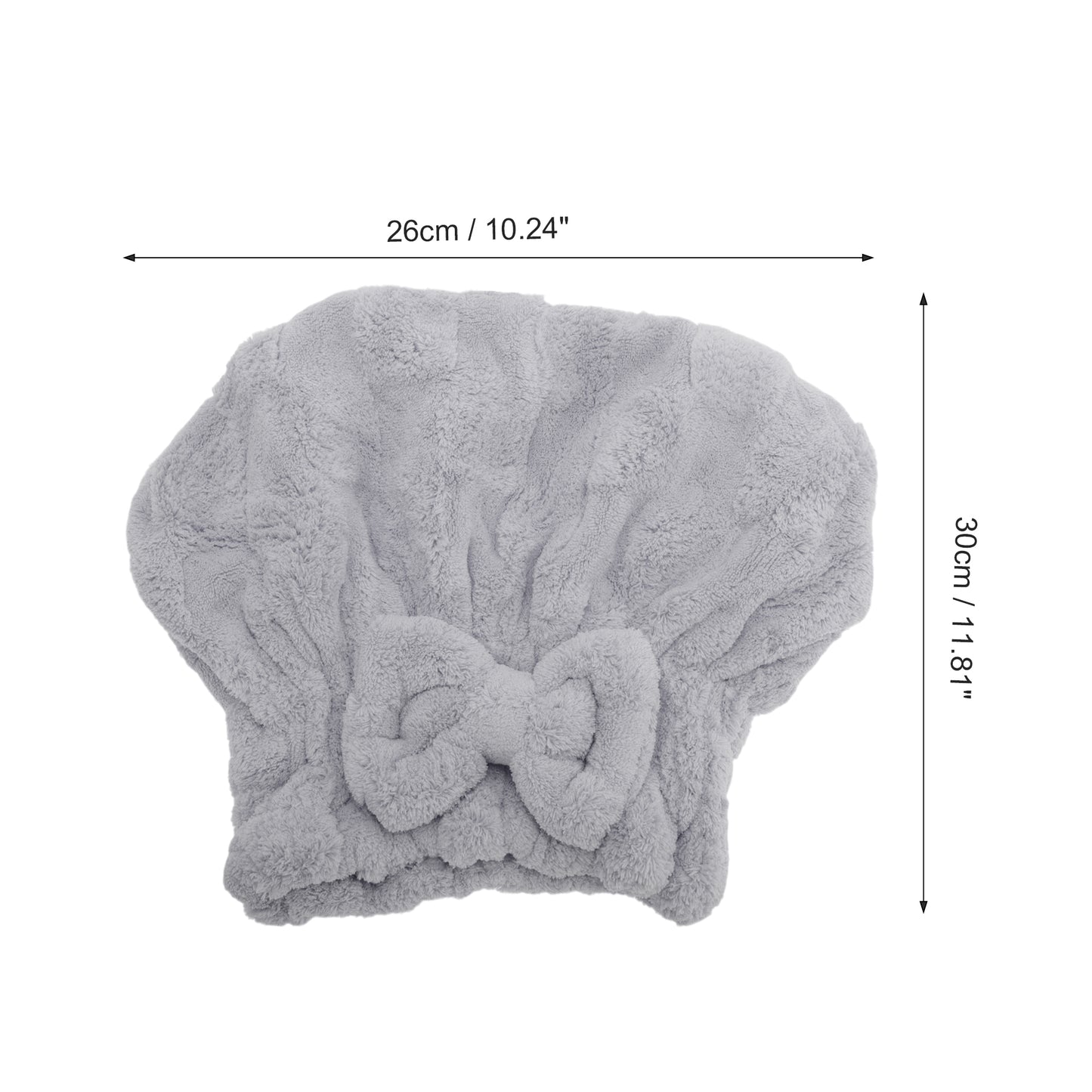 1 Pc Comfortable Bow Hair Towel Drying Hair Cap for Bathroom Gray