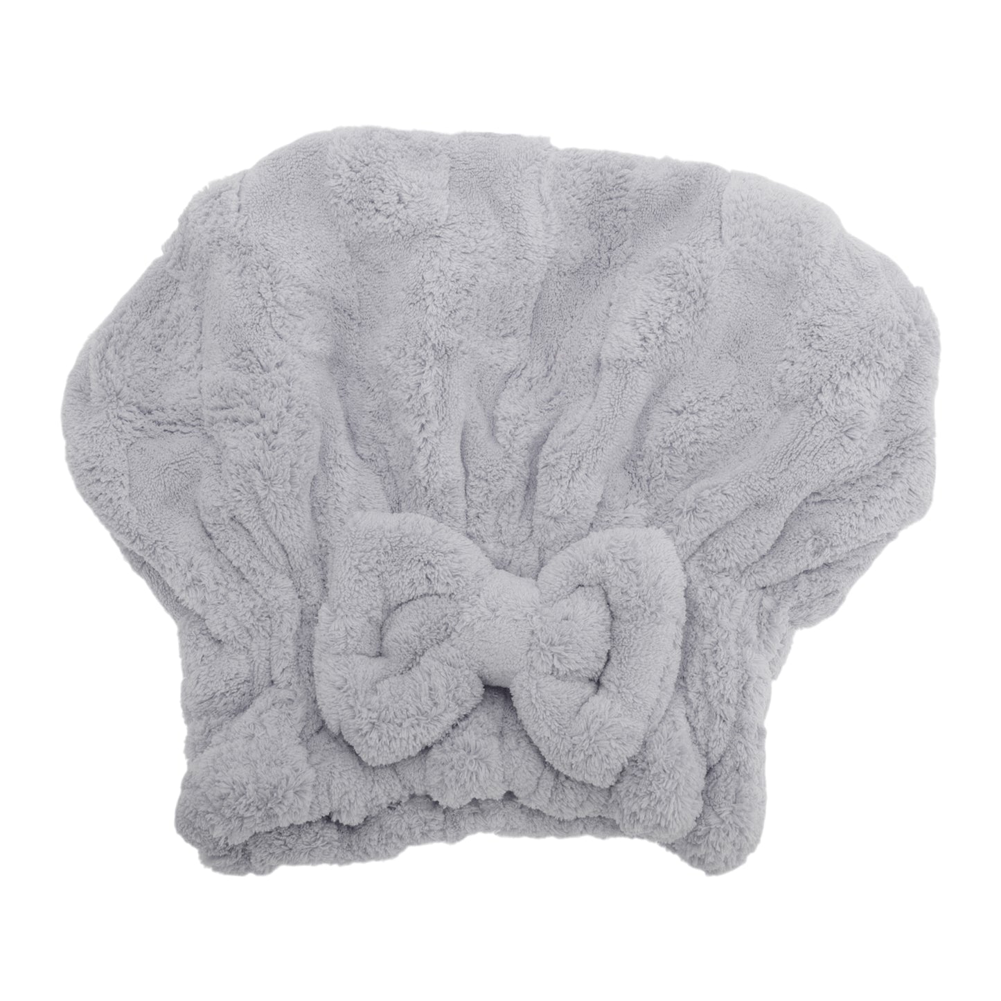 1 Pc Comfortable Bow Hair Towel Drying Hair Cap for Bathroom Gray