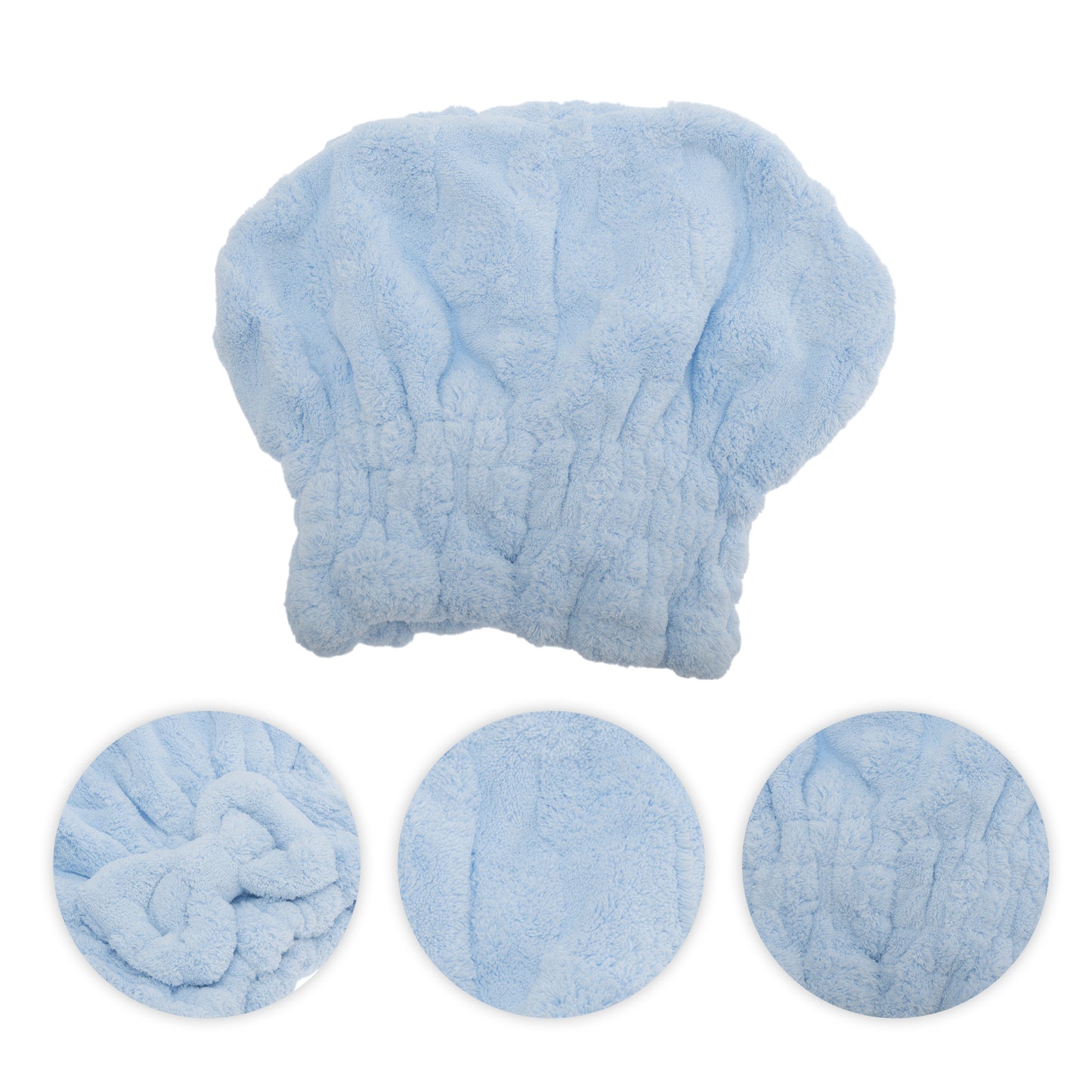 1 Pc Comfortable Bow Hair Towel Drying Hair Cap for Bathroom Blue
