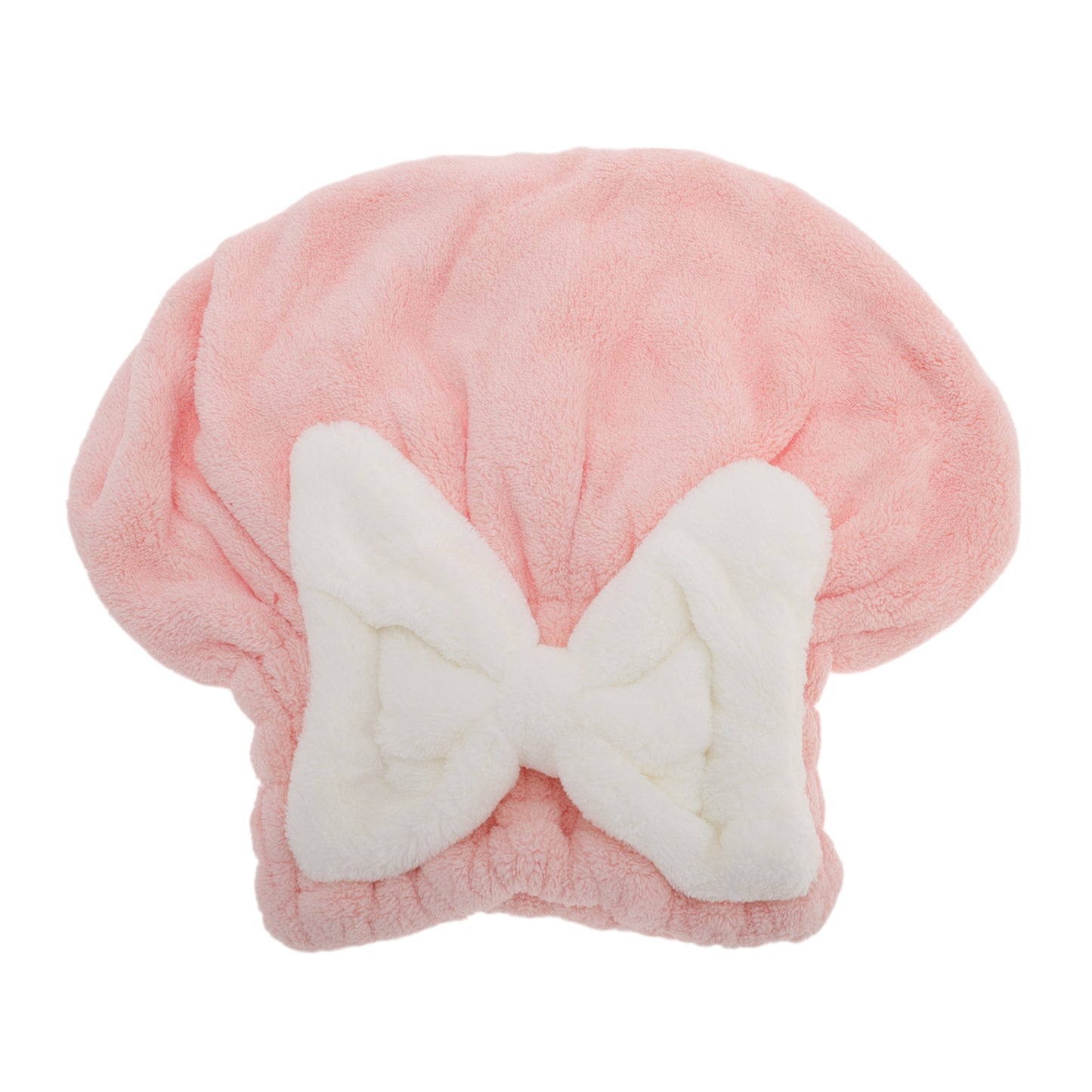 1 Pc Water-absorbent Bow Hair Drying Towel Hair Cap for Bathroom Light Pink
