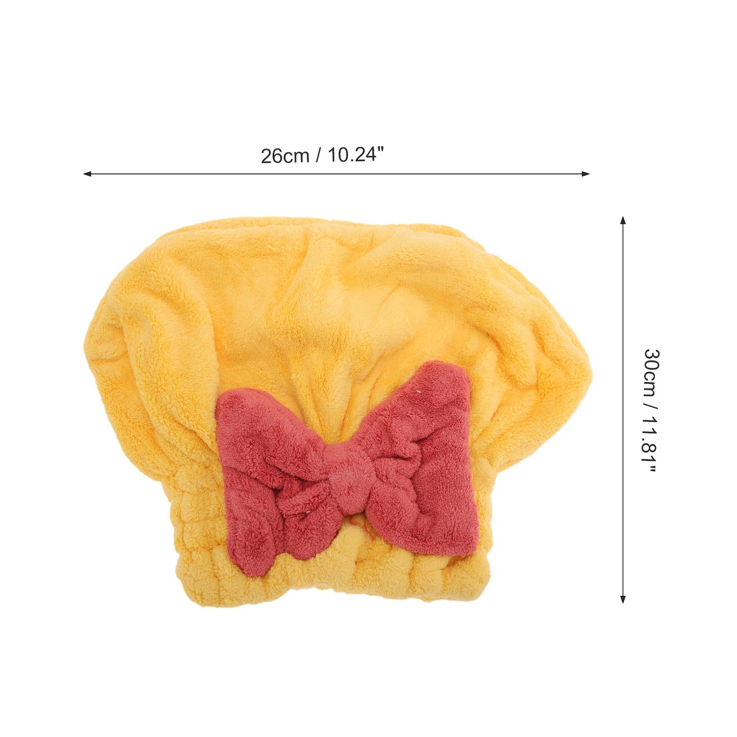 1 Pc Water-absorbent Bow Hair Drying Towel Hair Cap for Bathroom Yellow