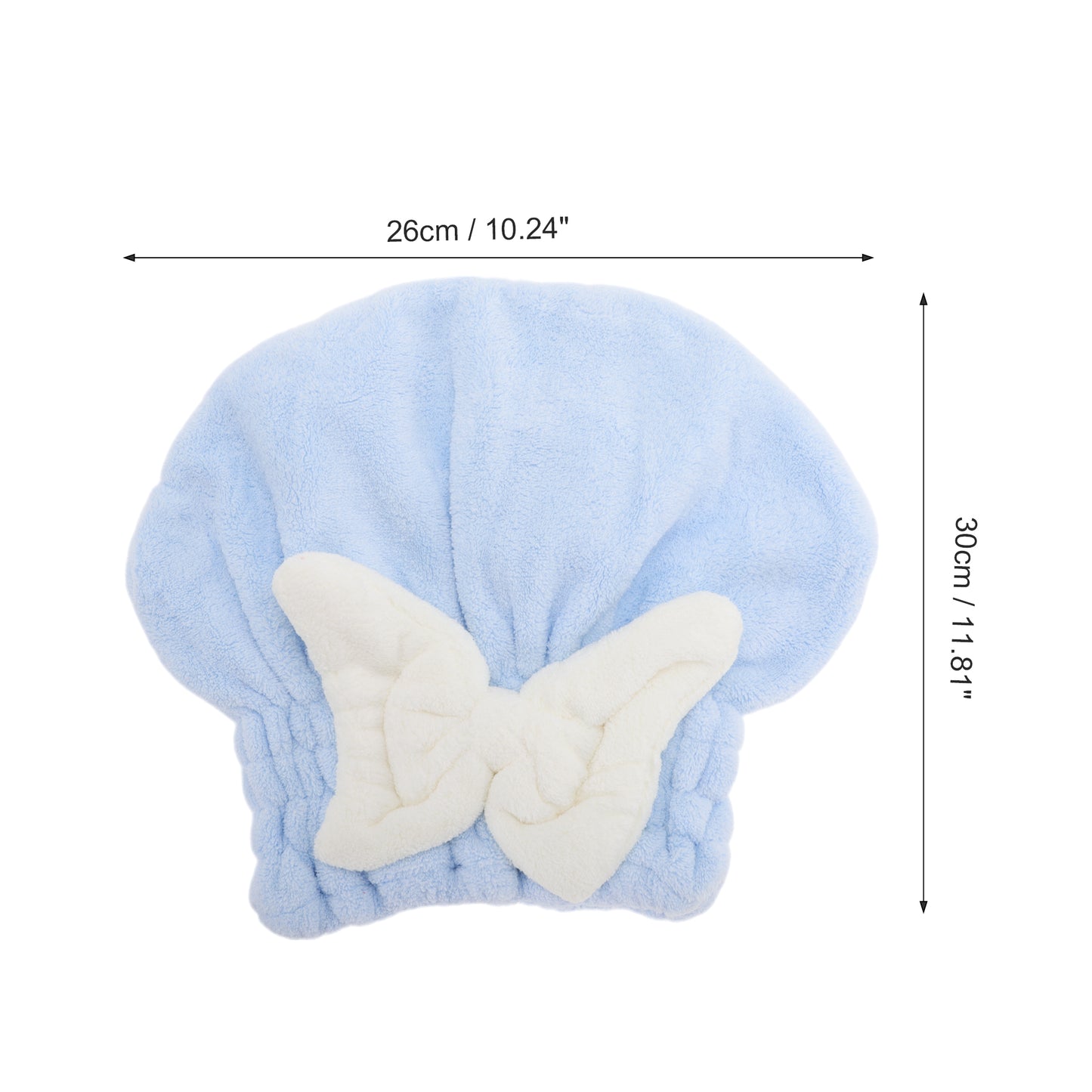 1 Pc Water-absorbent Bow Hair Drying Towel Hair Cap for Bathroom Blue